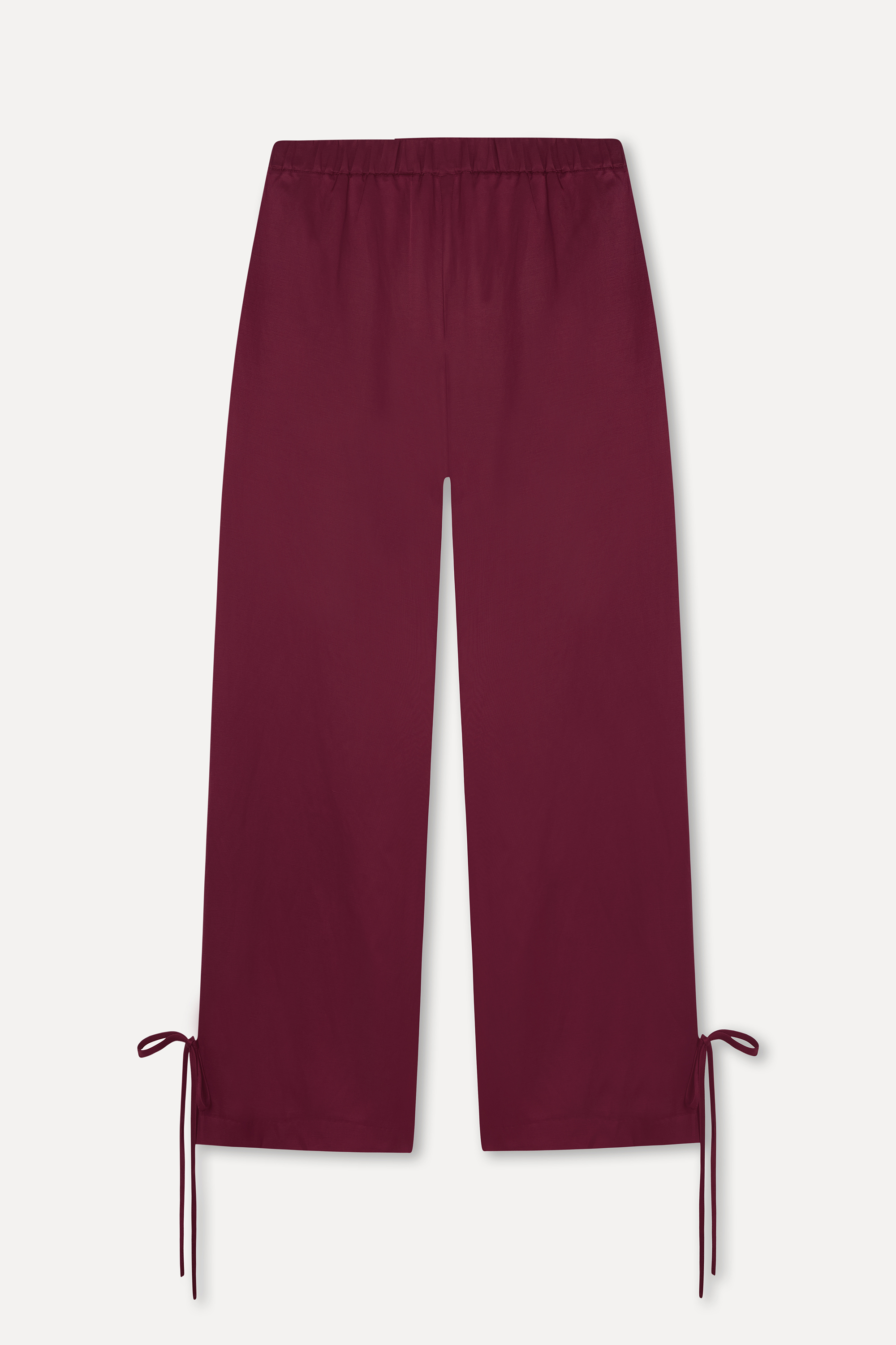 Kadın Bordo Paça Detaylı Loose Fit Pantolon