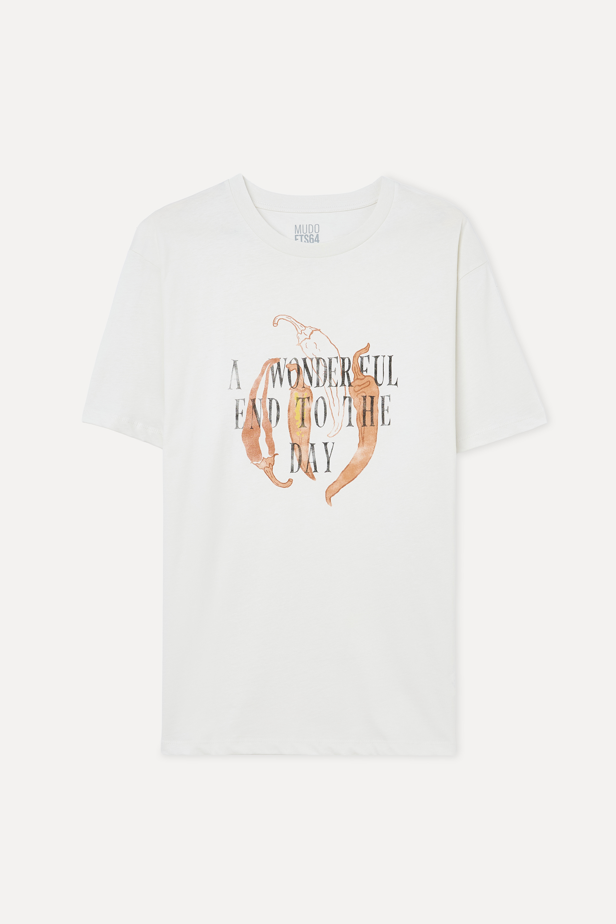 Erkek Kırık Beyaz Baskılı Loose Fit Bisiklet Yaka T-Shirt