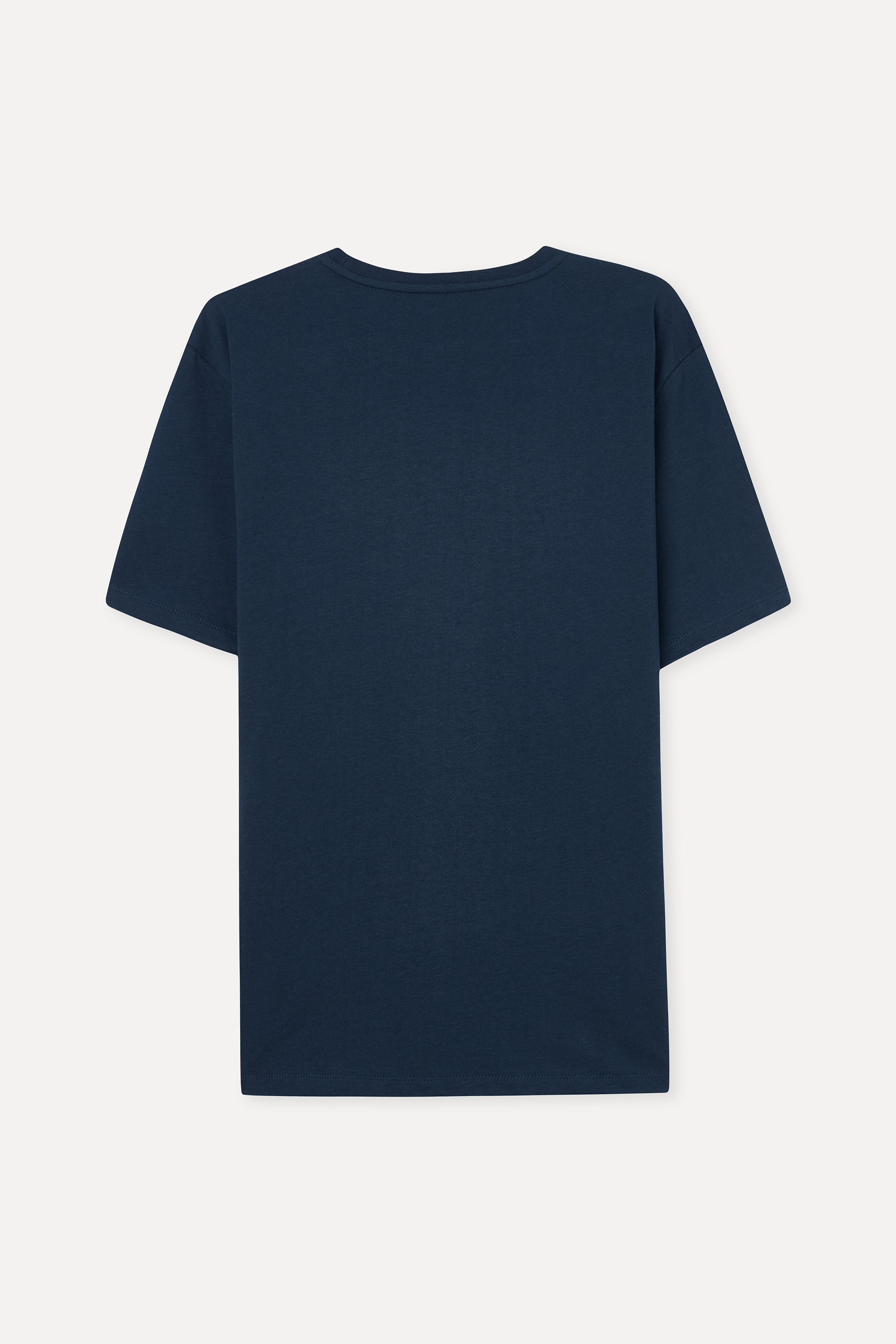 Erkek Lacivert Baskılı Bisiklet Yaka T-Shirt