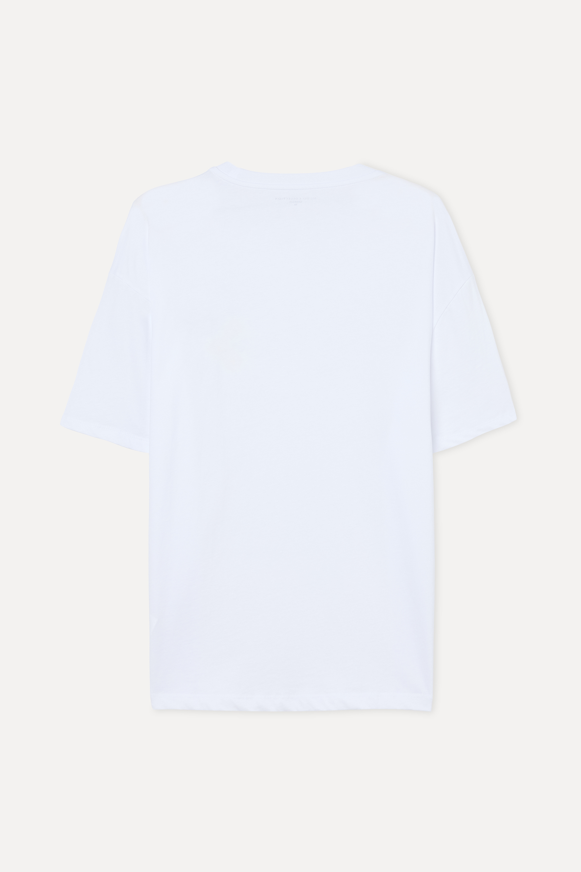 Erkek Beyaz Baskılı Oversize Bisiklet Yaka T-Shirt