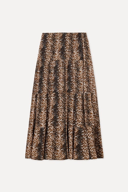 DESENLİ BELİ BAĞLAMALI KLOŞ UZUN ETEK