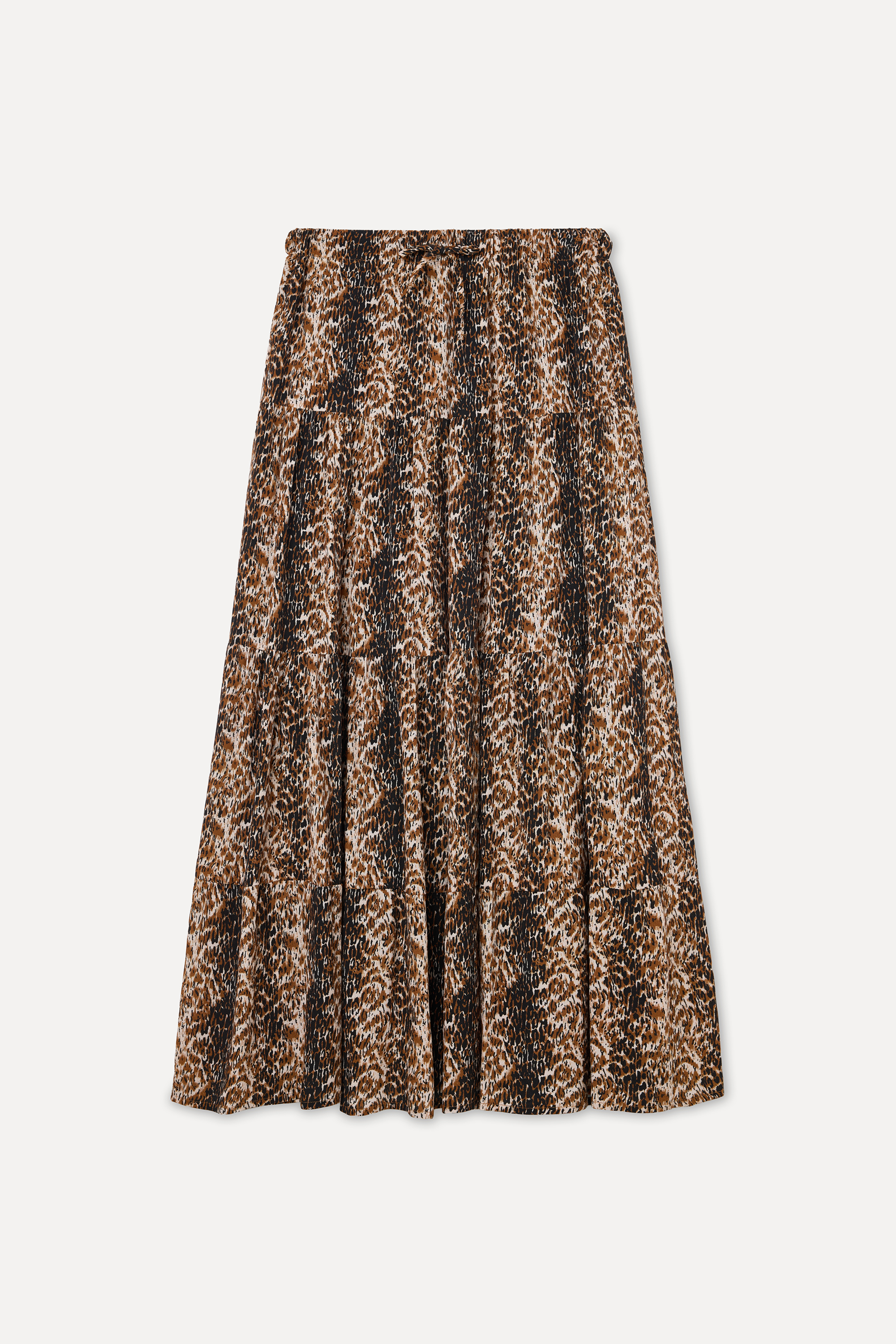 DESENLİ BELİ BAĞLAMALI KLOŞ UZUN ETEK