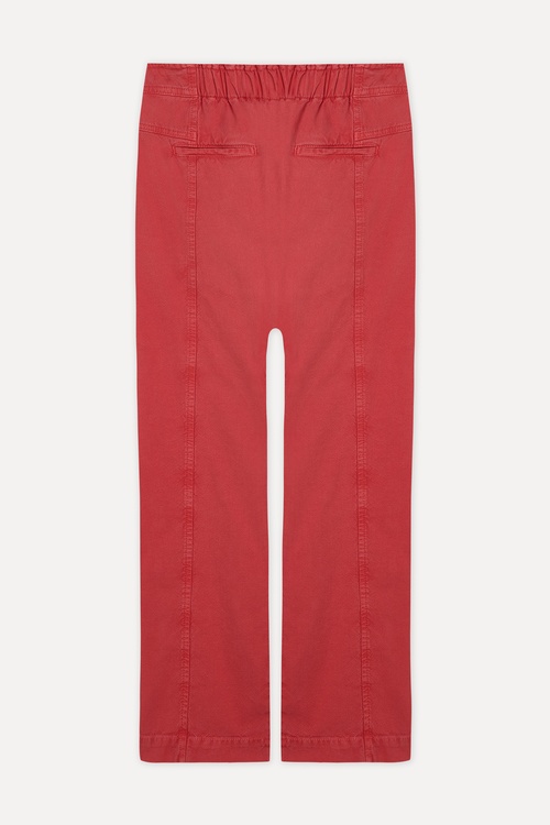  Kadın Kırmızı Beli Bağlamalı Comfort Fit Pantolon