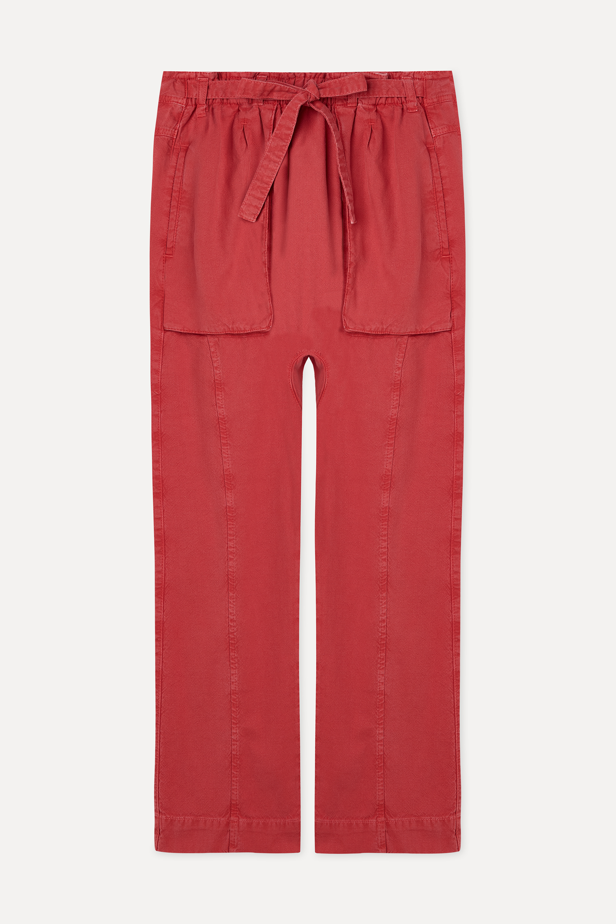 Kadın Kırmızı Beli Bağlamalı Comfort Fit Pantolon
