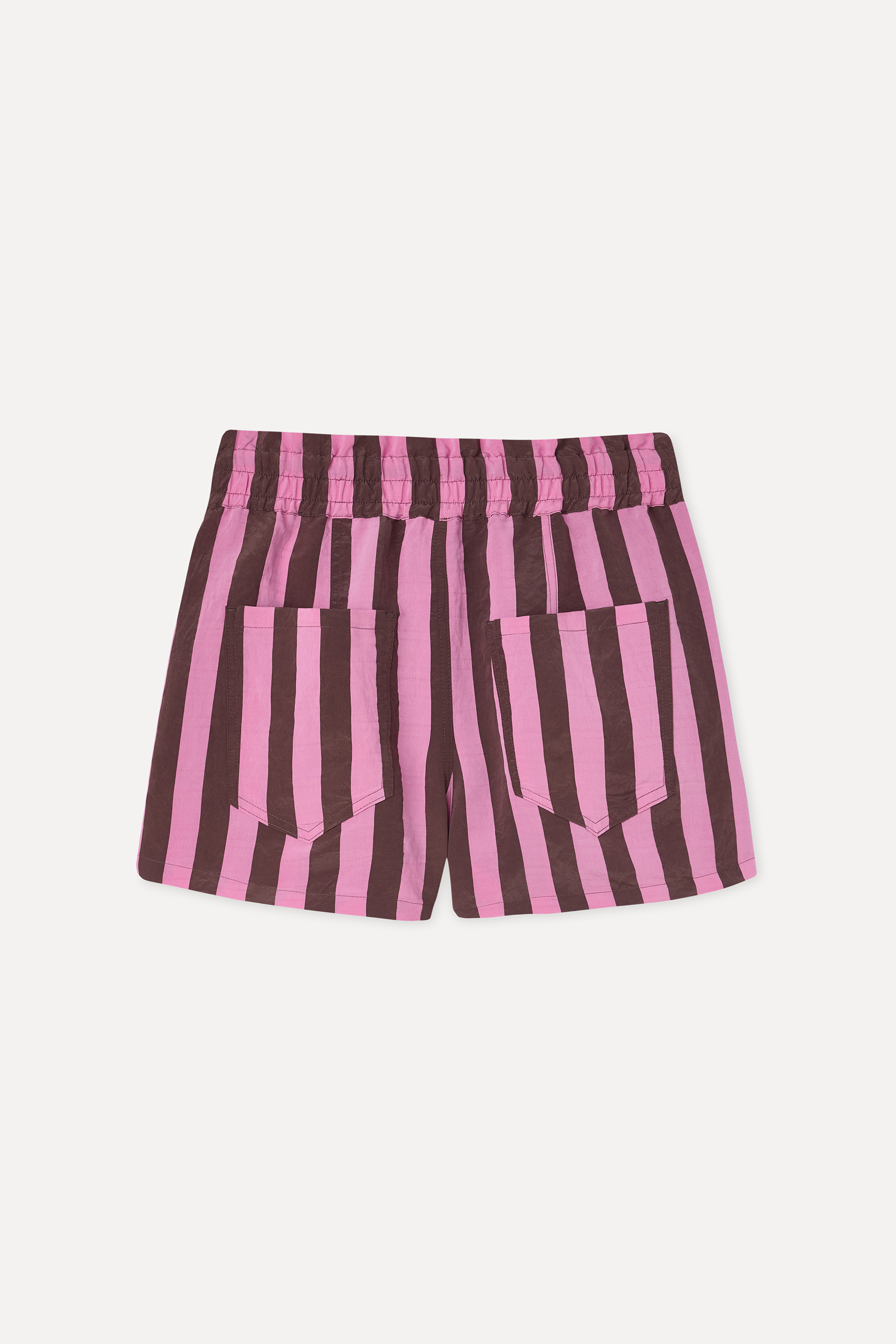 Kadın Pembe Nakışlı Çizgili Comfort Fit Şort