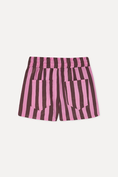  Kadın Pembe Nakışlı Çizgili Comfort Fit Şort