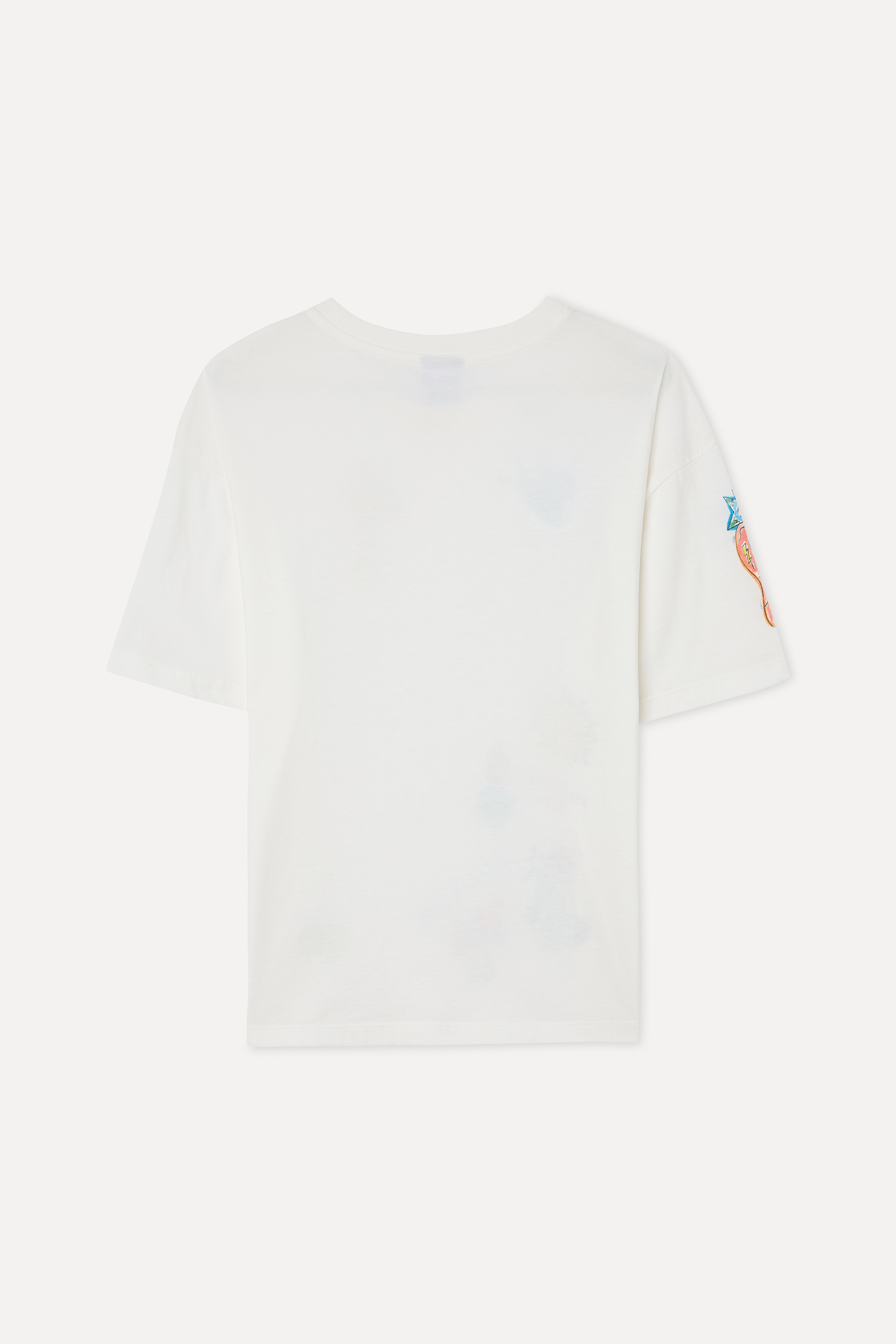 Kadın Beyaz Baskılı Loose Fit Bisiklet Yaka T-Shirt