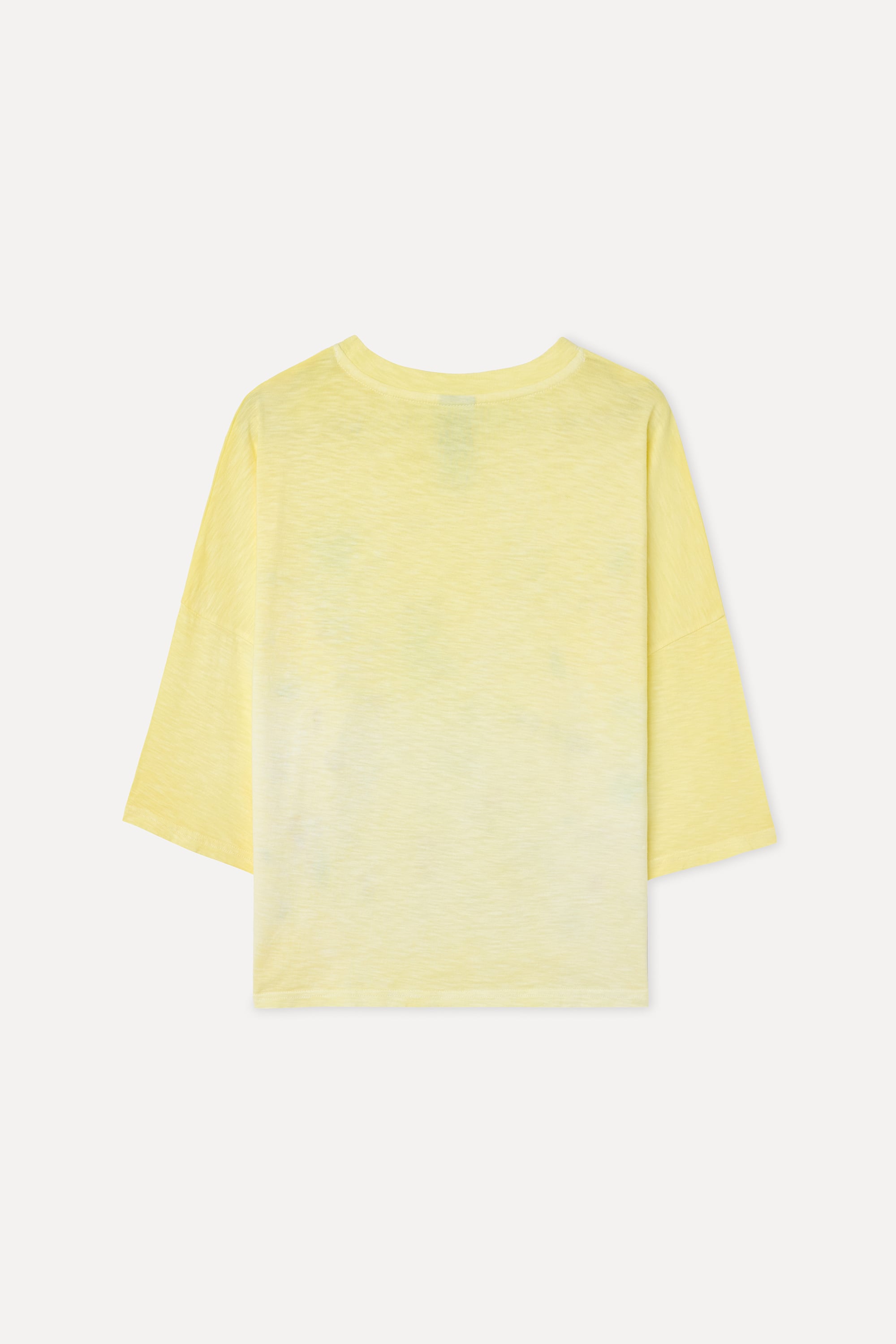 Kadın Sarı Baskılı Loose Fit Düşük Kol T-Shirt