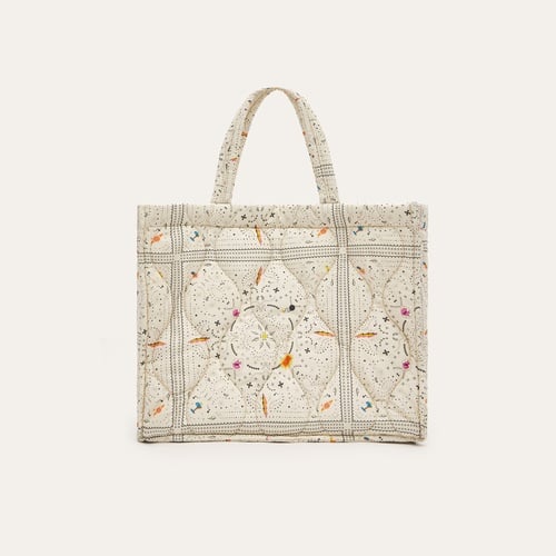 Kadın Bej Desenli Kapitoneli El Çantası