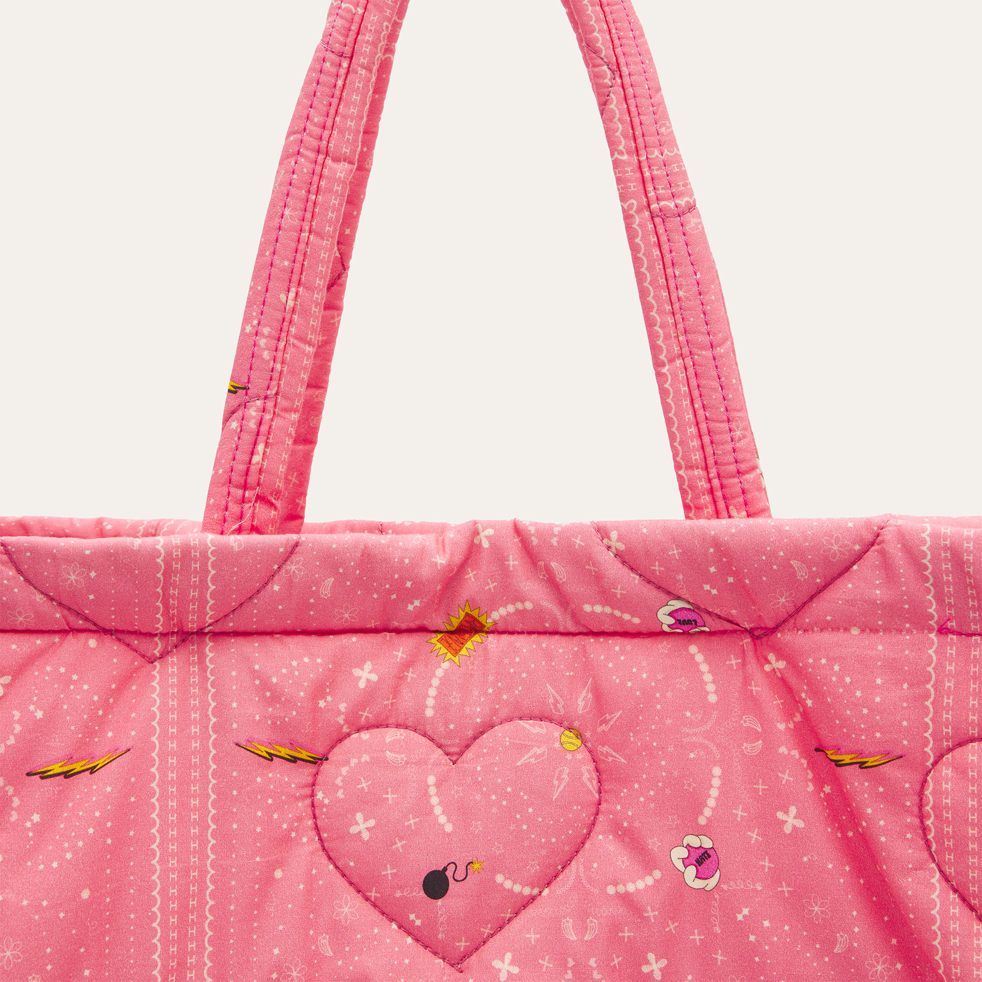 Kadın Pembe Desenli Kapitoneli El Çantası