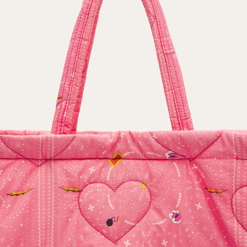  Kadın Pembe Desenli Kapitoneli El Çantası