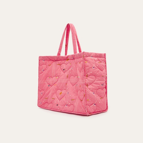 Kadın Pembe Desenli Kapitoneli El Çantası