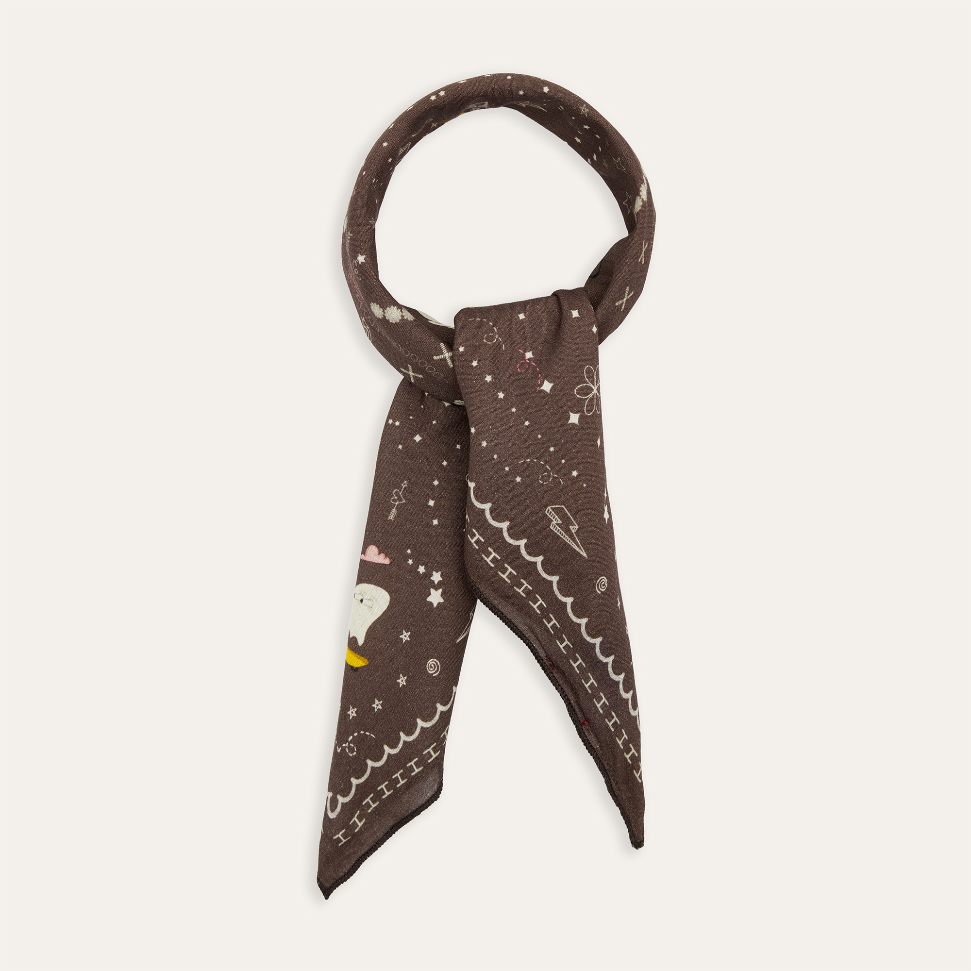 Kadın Kahverengi Desenli Fular