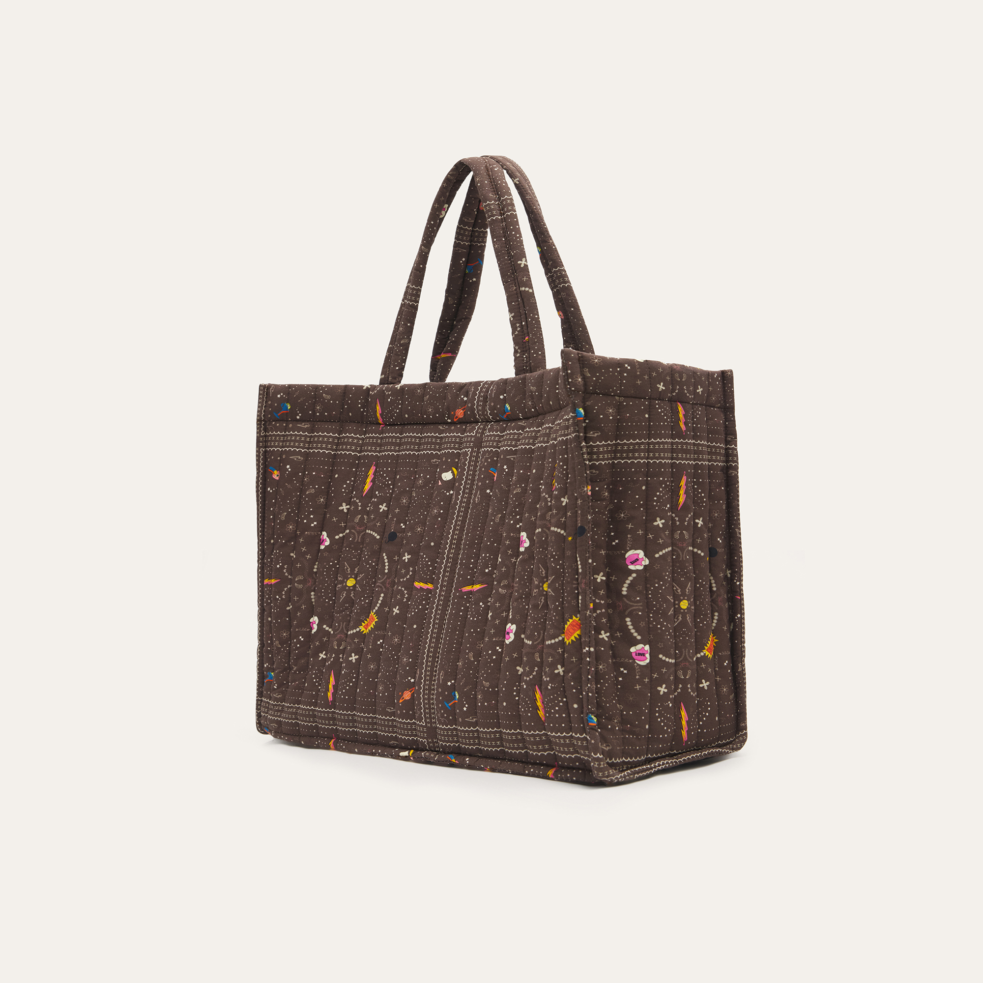 Kadın Kahverengi Desenli Kapitoneli El Çantası