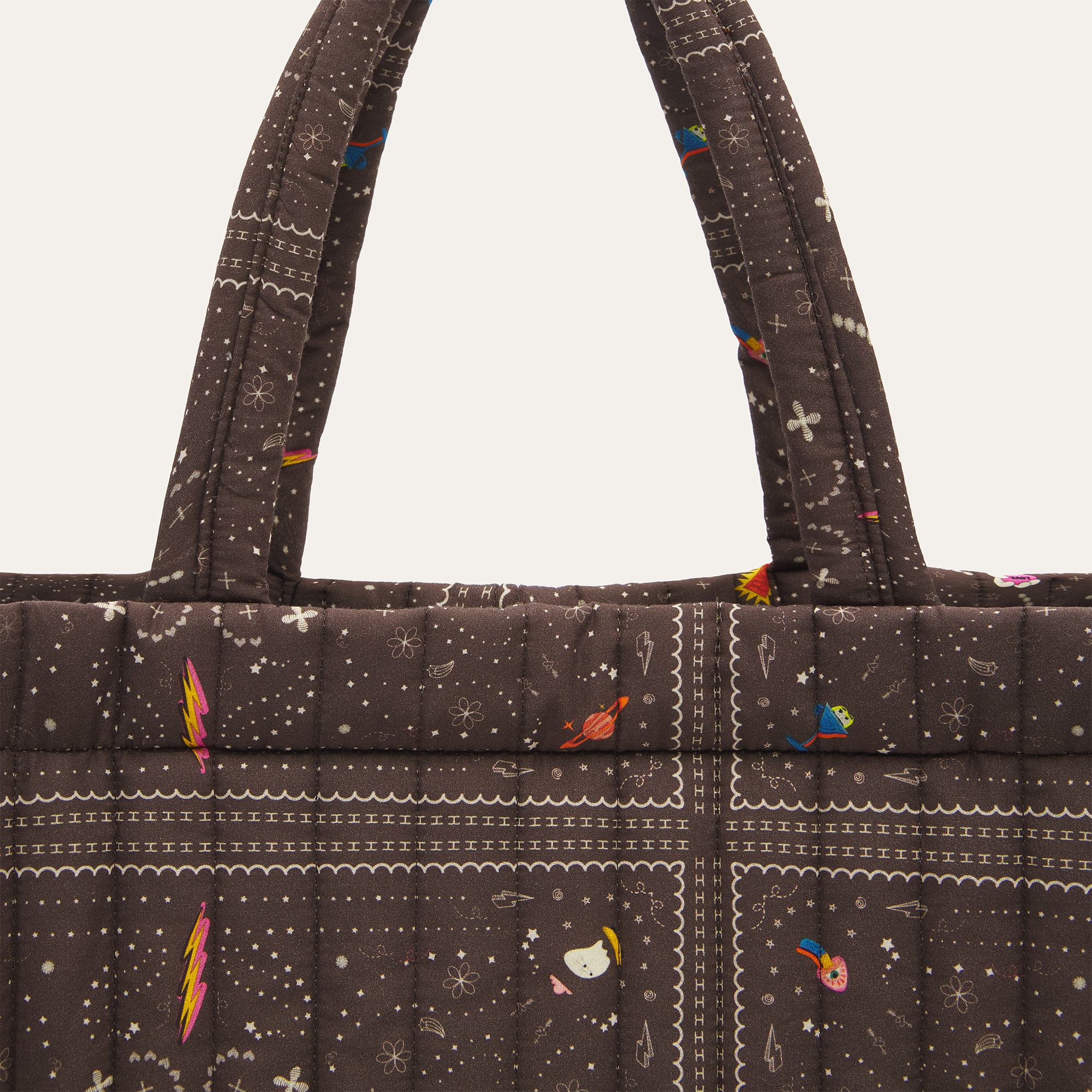 Kadın Kahverengi Desenli Kapitoneli El Çantası