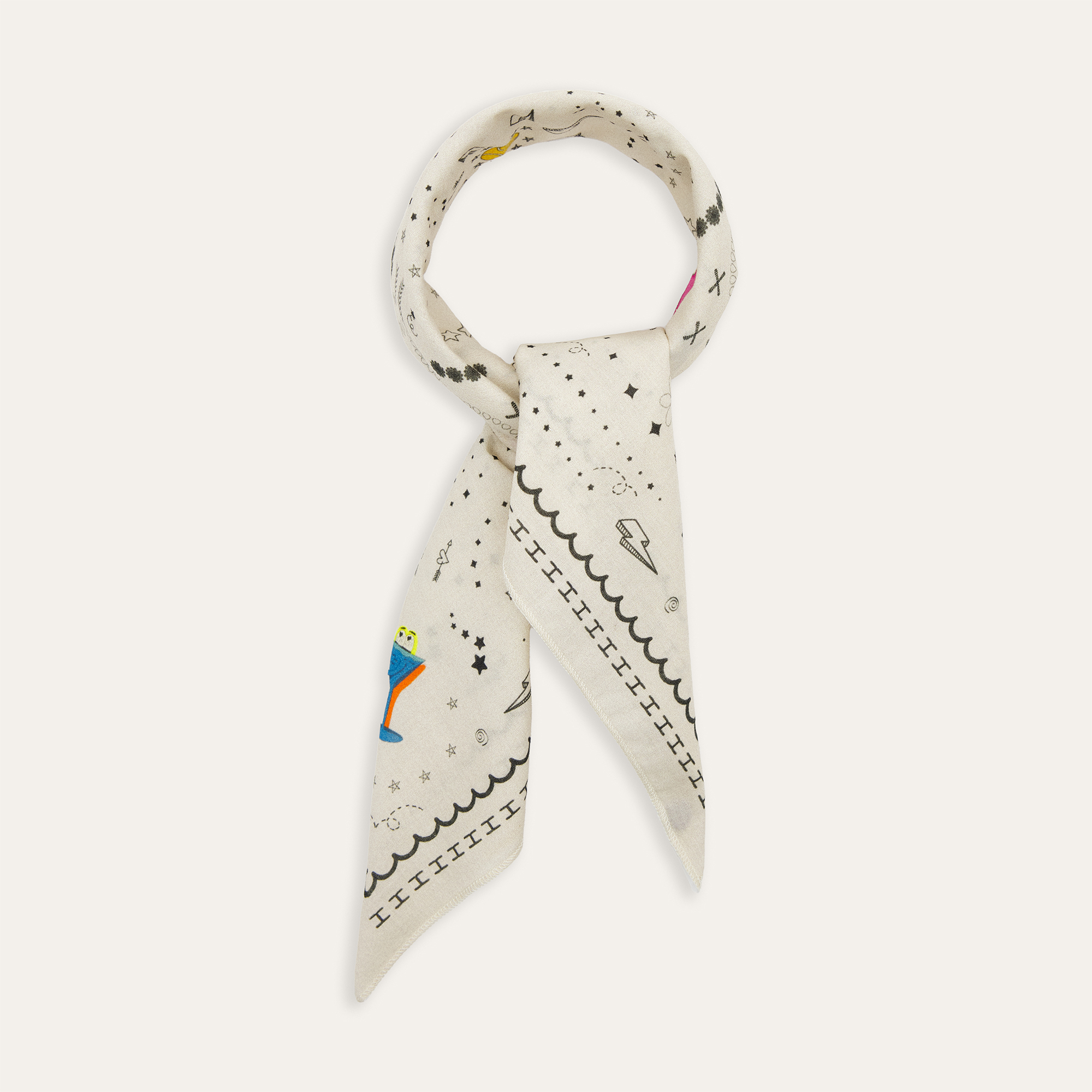 Kadın Bej Desenli Fular