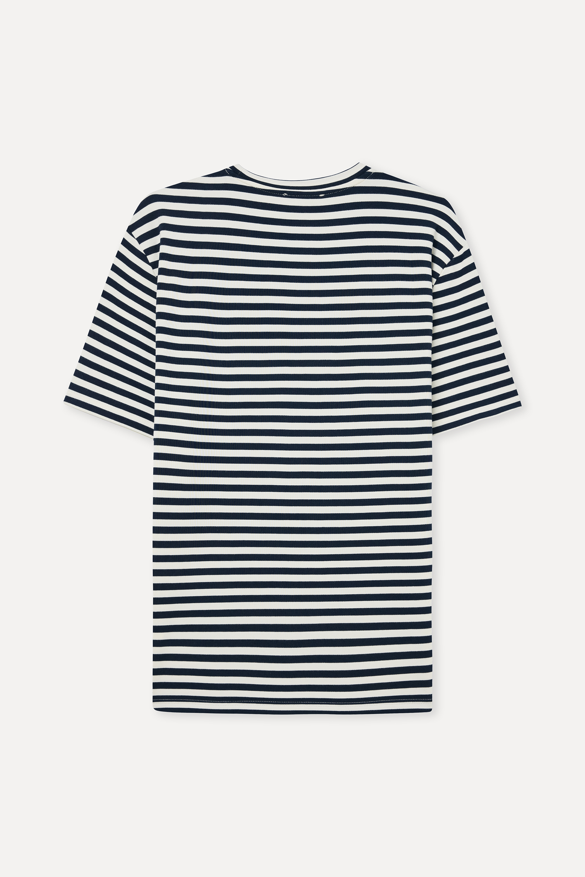 Erkek Kırık Beyaz Çizgili Loose Fit Bisiklet Yaka Modal T-Shirt