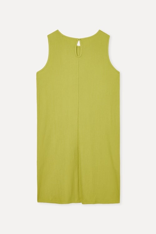 Kadın Yeşil Düz Kesim Kolsuz Mini Elbise
