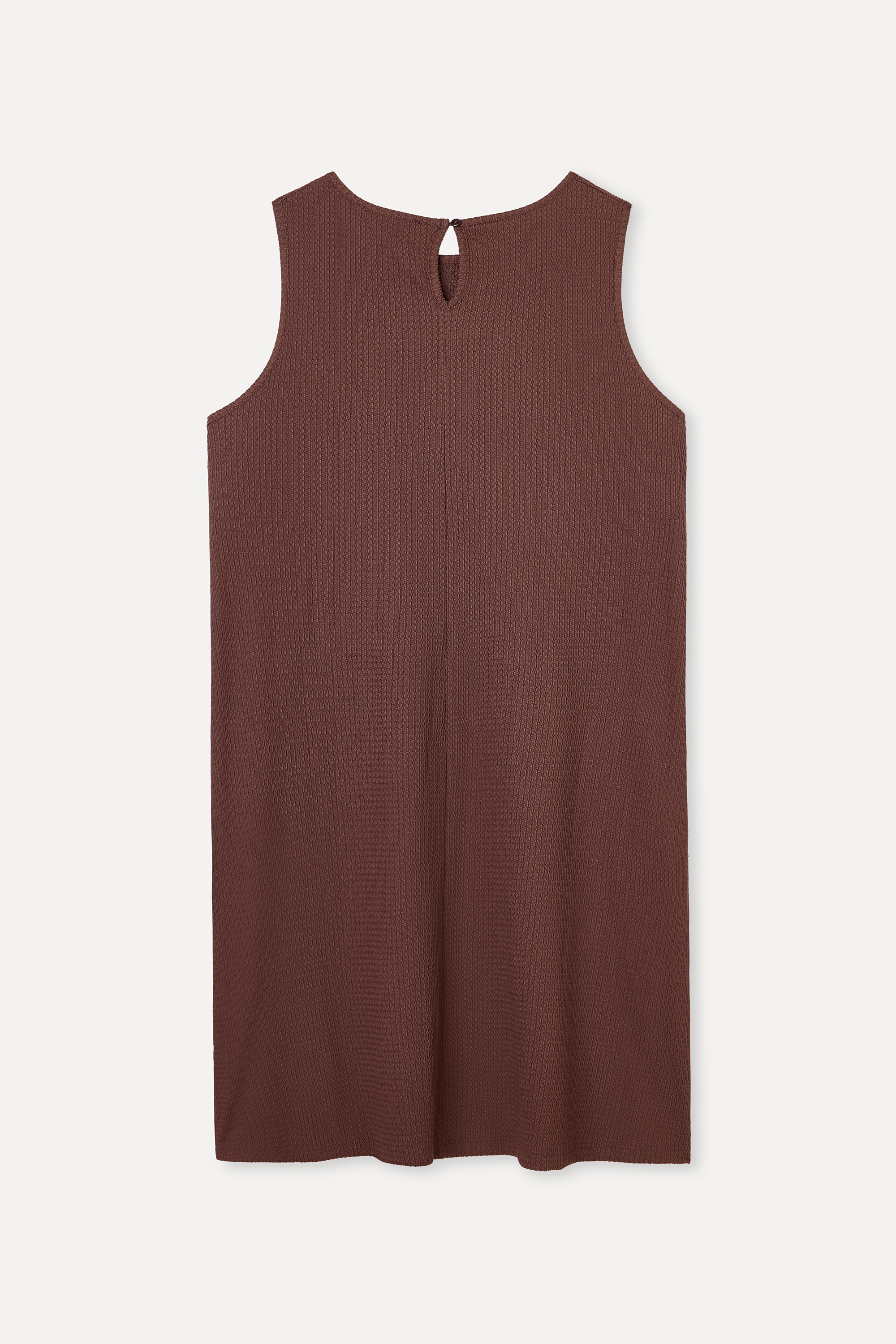 Kadın Kahverengi Düz Kesim Kolsuz Mini Elbise