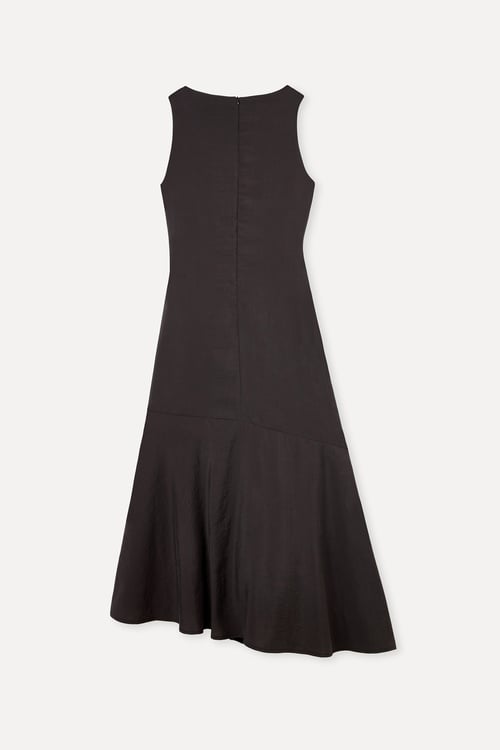 Kadın Kahverengi A Form Bağlama Detaylı Modal Midi Elbise