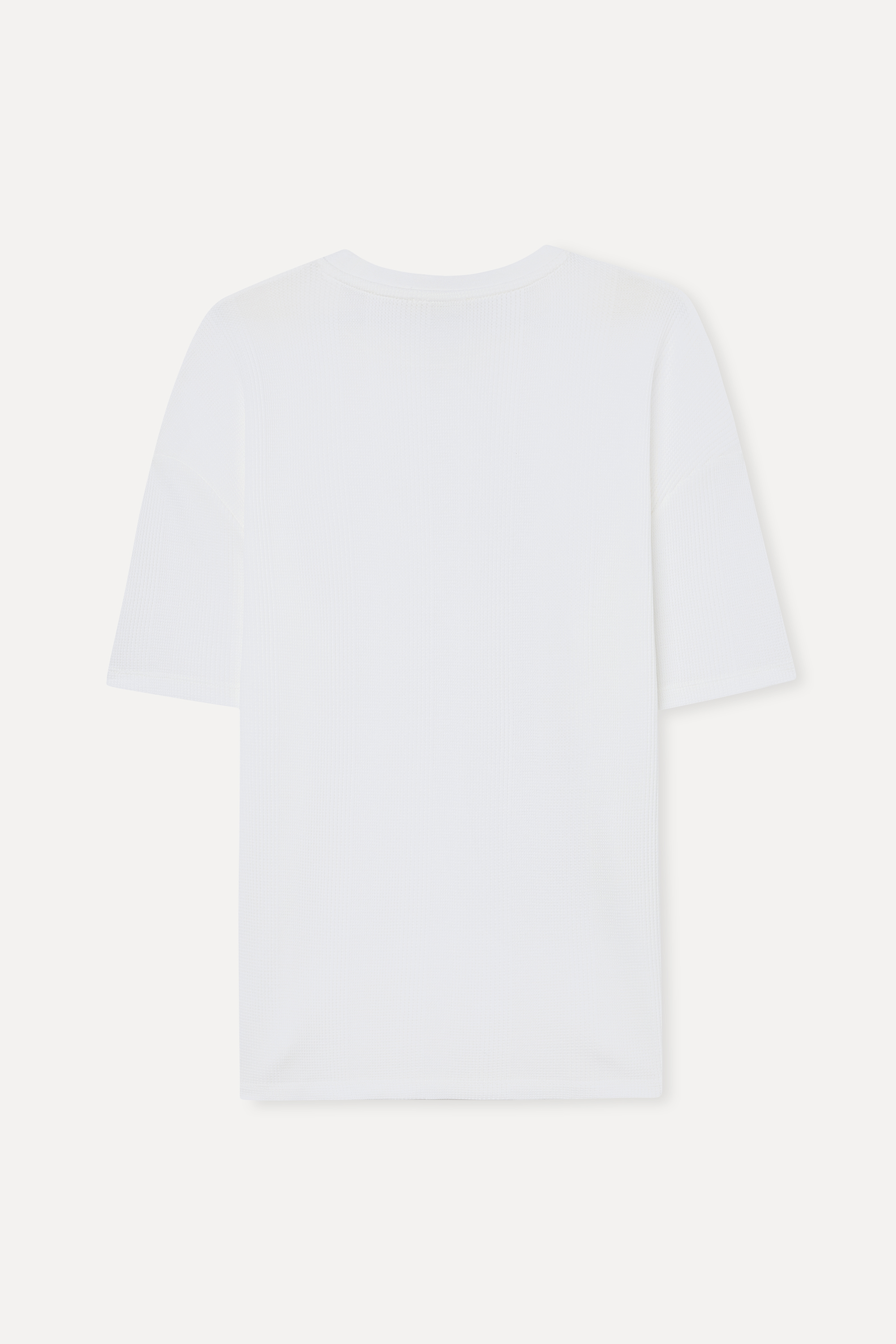 Erkek Beyaz Jakarlı Oversize Bisiklet Yaka T-Shirt