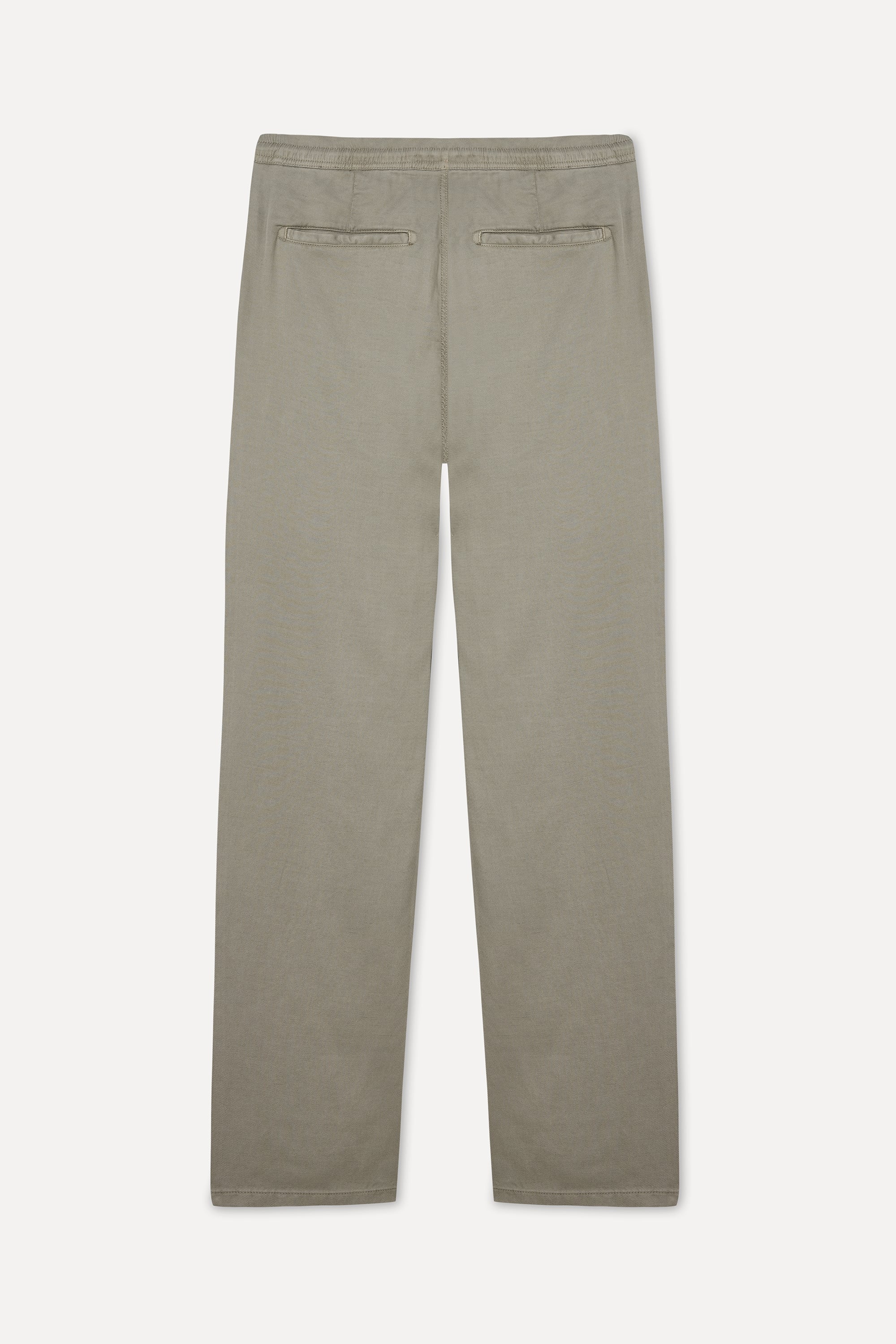 Erkek Haki Straight Fit Beli Bağlamalı Pantolon