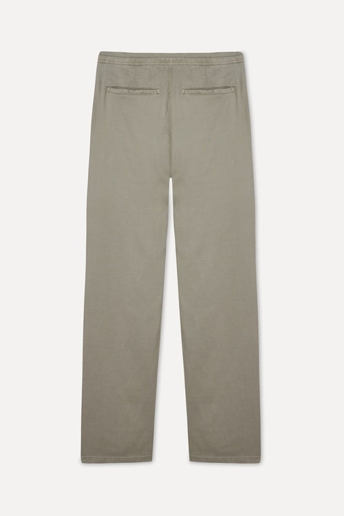  Erkek Haki Straight Fit Beli Bağlamalı Pantolon