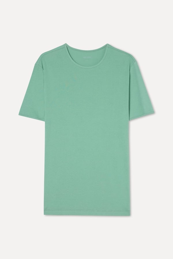 Erkek Yeşil Bisiklet Yaka T-Shirt