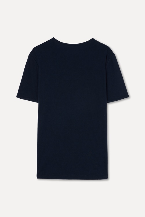  Erkek Lacivert Bisiklet Yaka T-Shirt