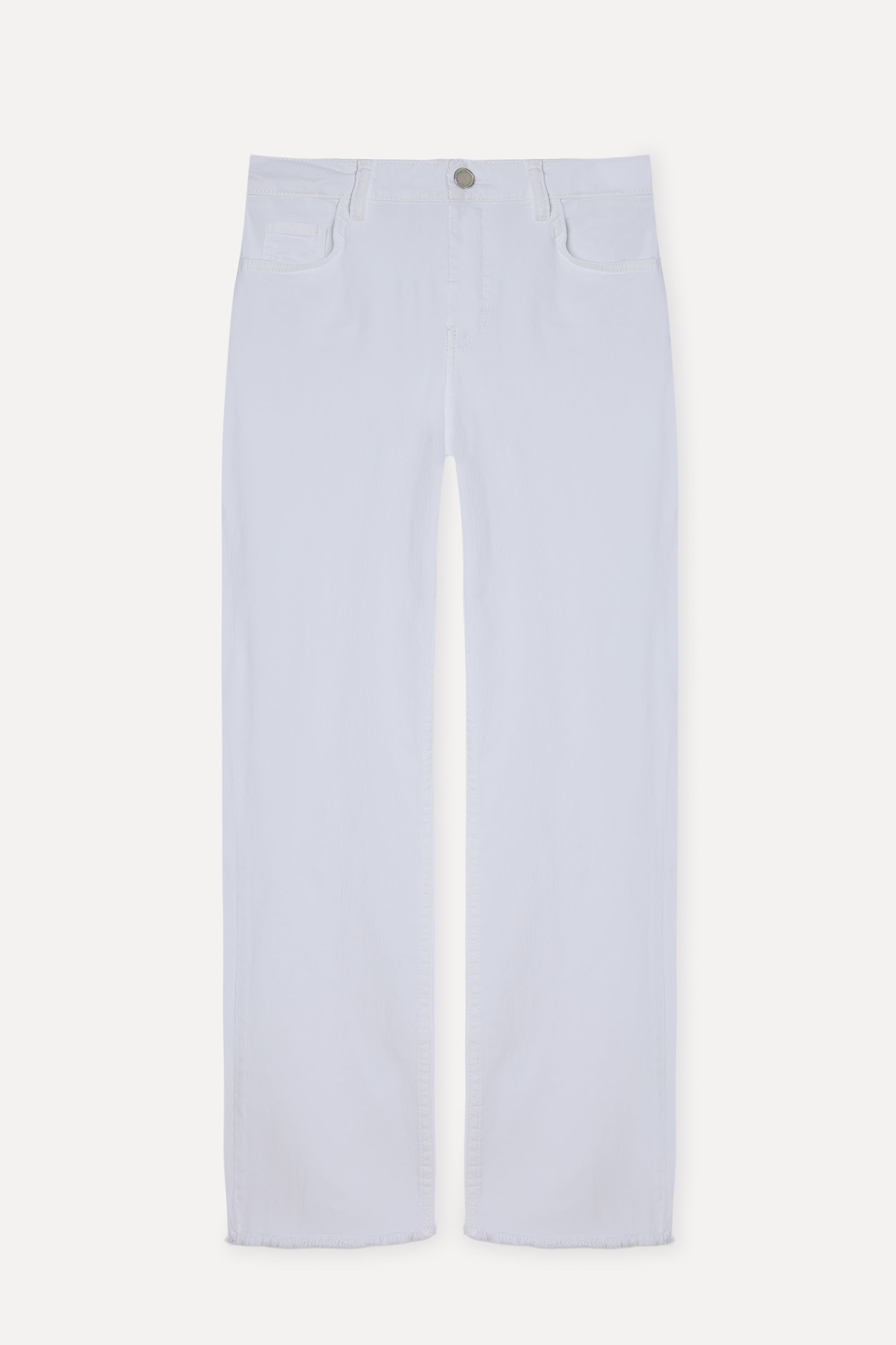 Kadın Beyaz Cropped Flare Fit Pantolon