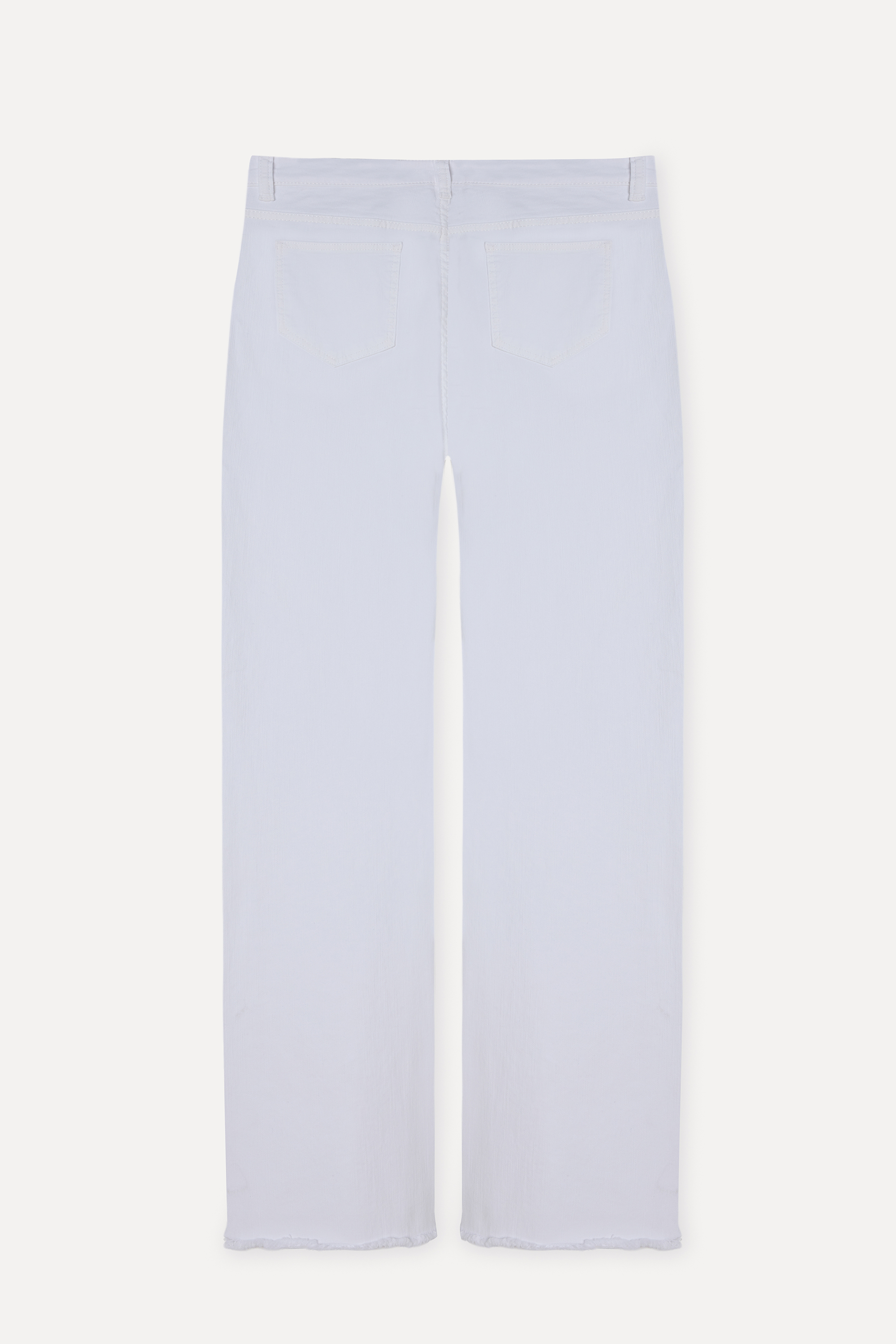 Kadın Beyaz Cropped Flare Fit Pantolon