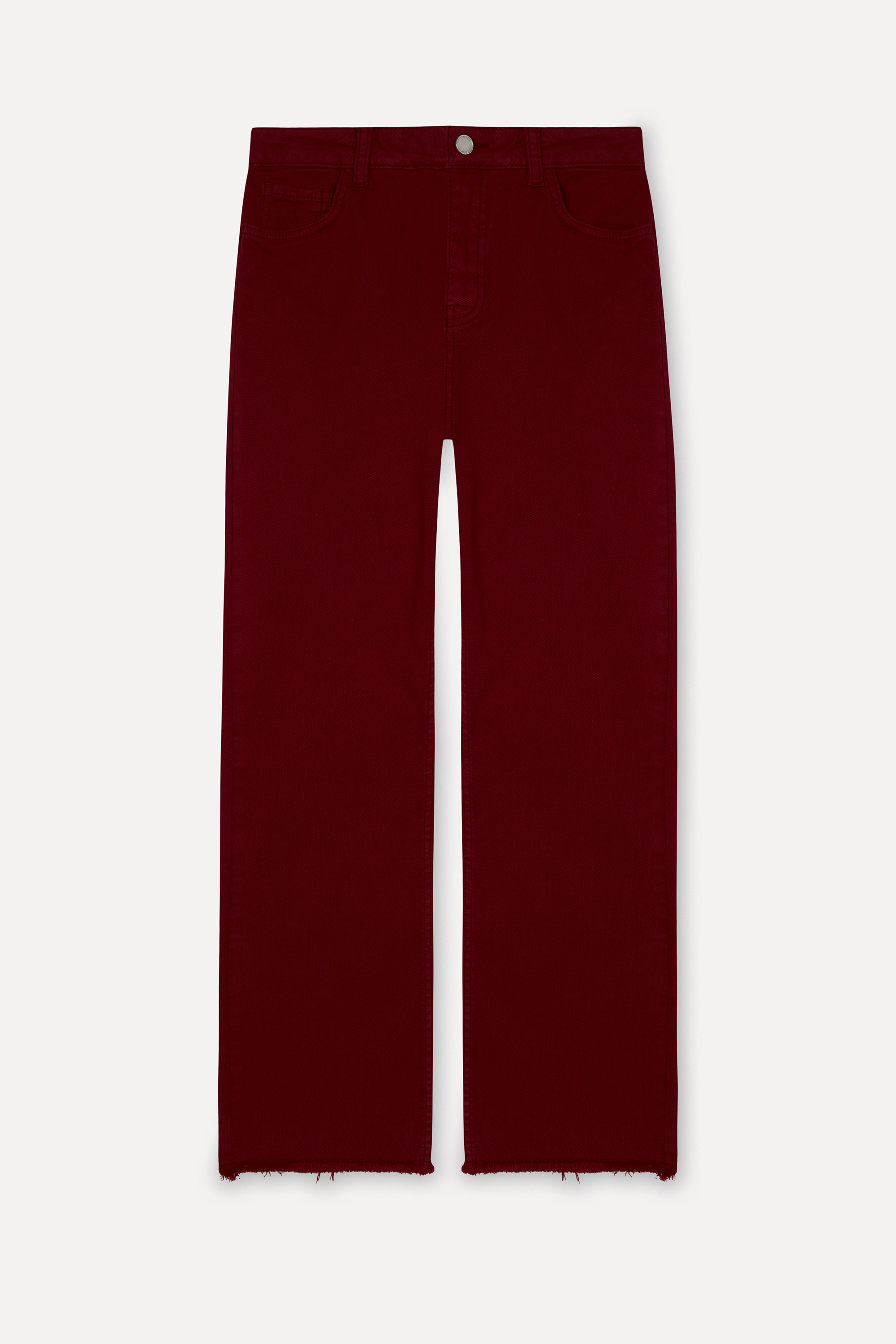 Kadın Bordo Cropped Flare Fit Pantolon