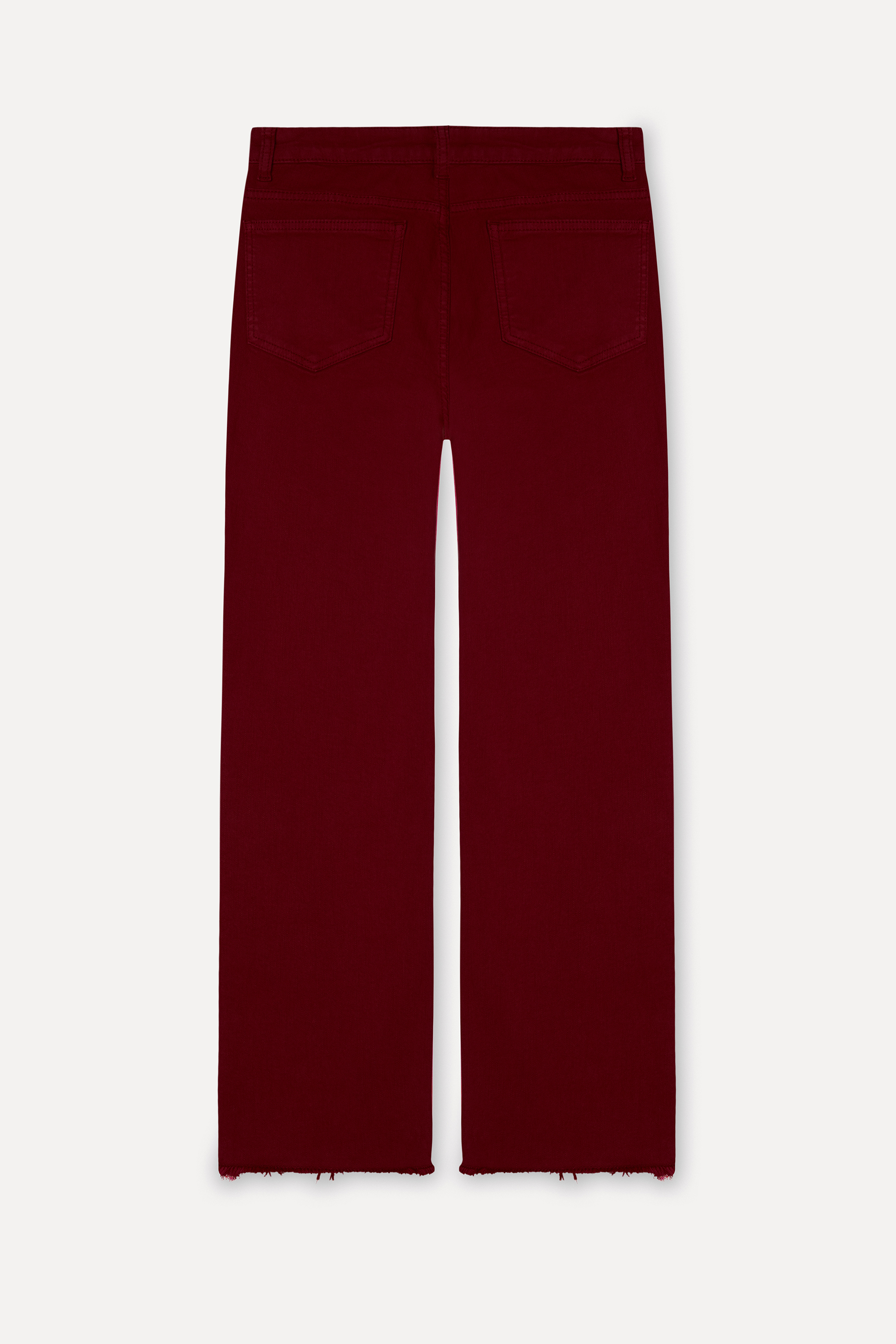 Kadın Bordo Cropped Flare Fit Pantolon