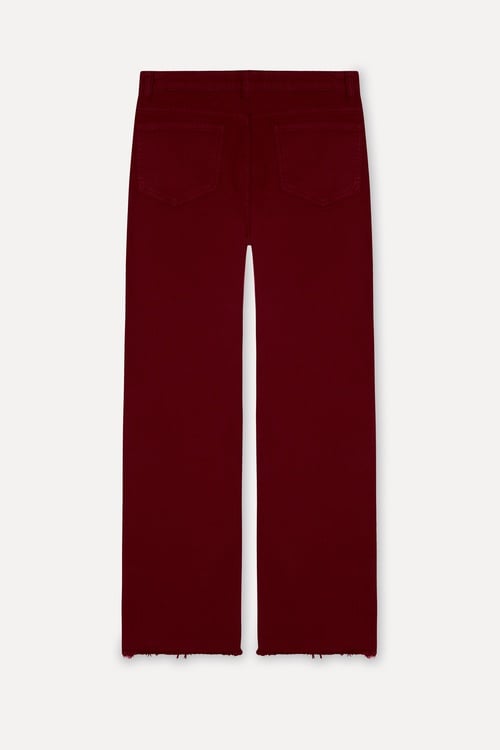  Kadın Bordo Cropped Flare Fit Pantolon