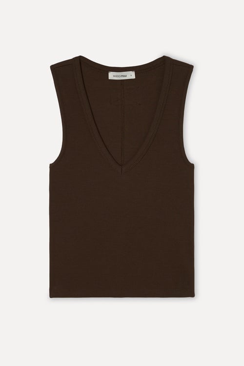 Kadın Kahverengi Fitted V Yaka Atlet