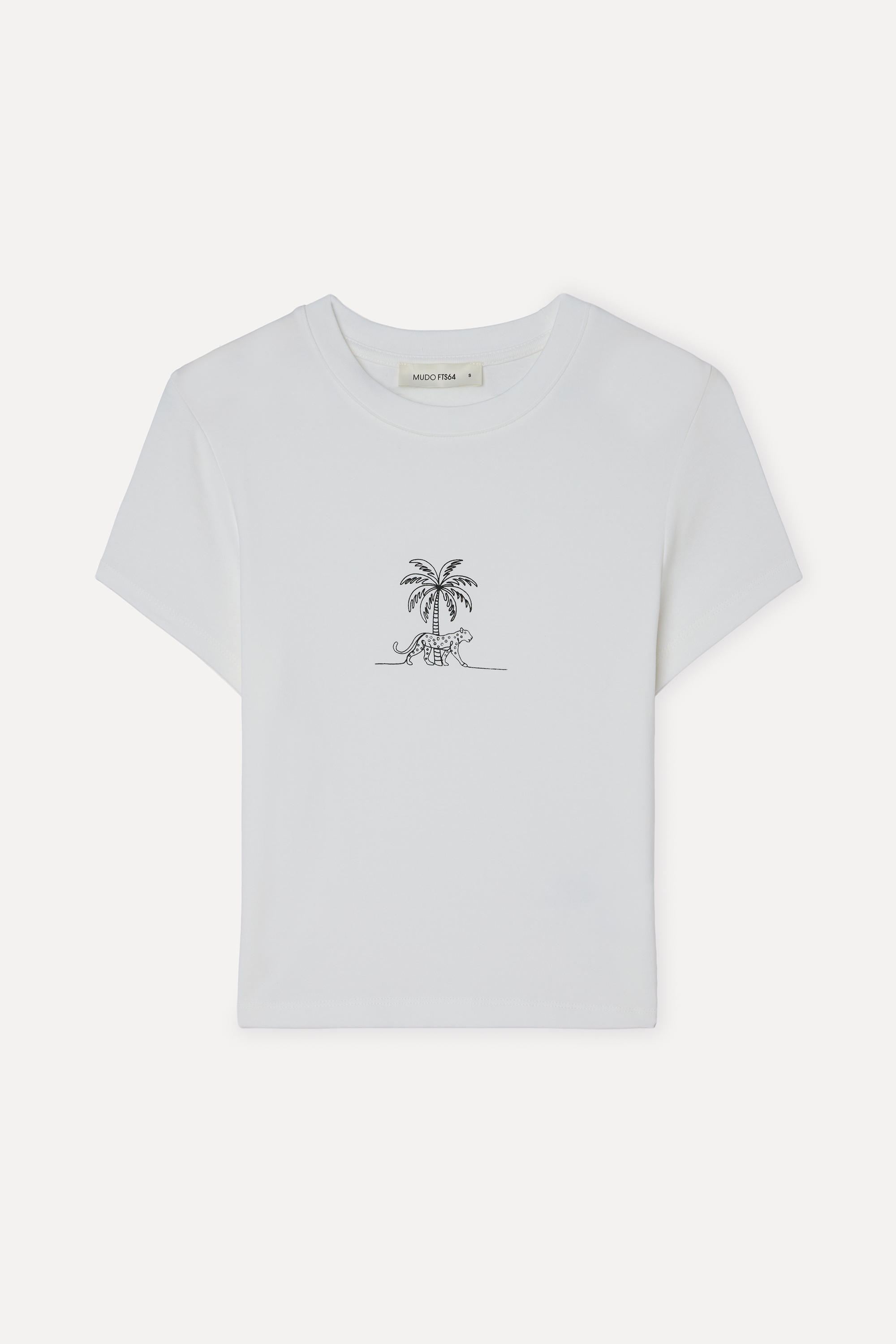 Kadın Kırık Beyaz Baskılı Fitted Bisiklet Yaka T-Shirt