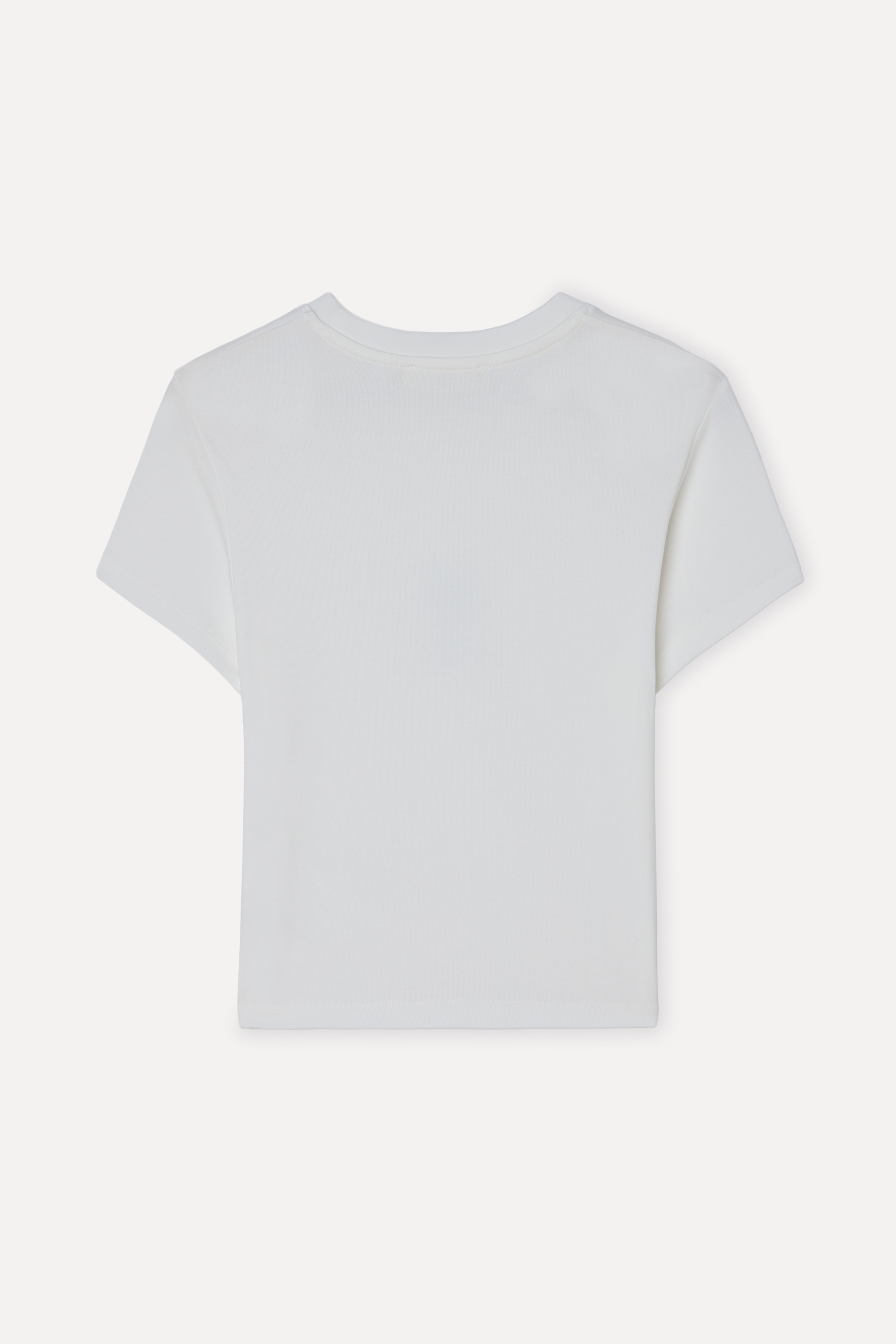 Kadın Kırık Beyaz Baskılı Fitted Bisiklet Yaka T-Shirt