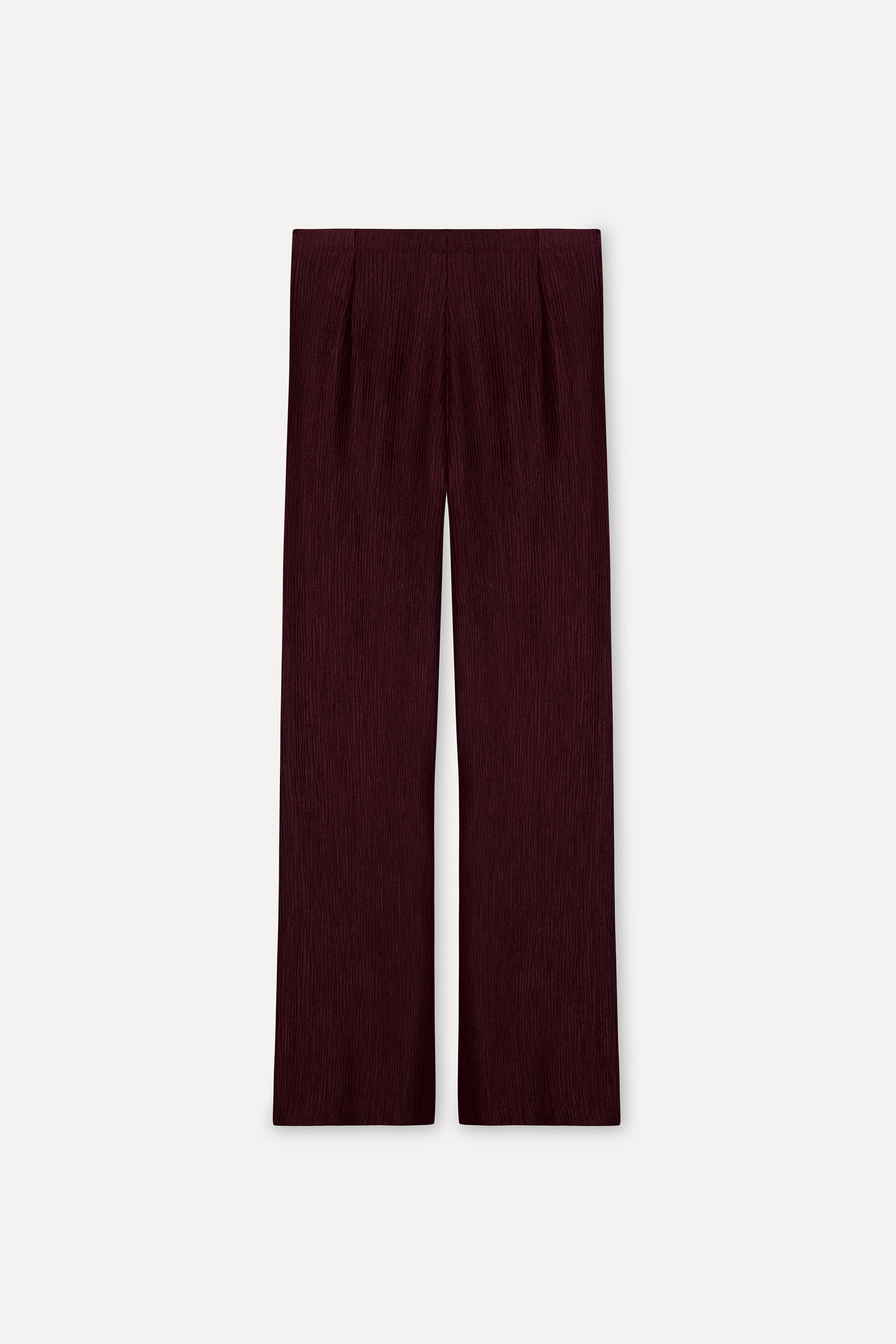 Kadın Bordo Straight Fit Beli Lastikli Pantolon