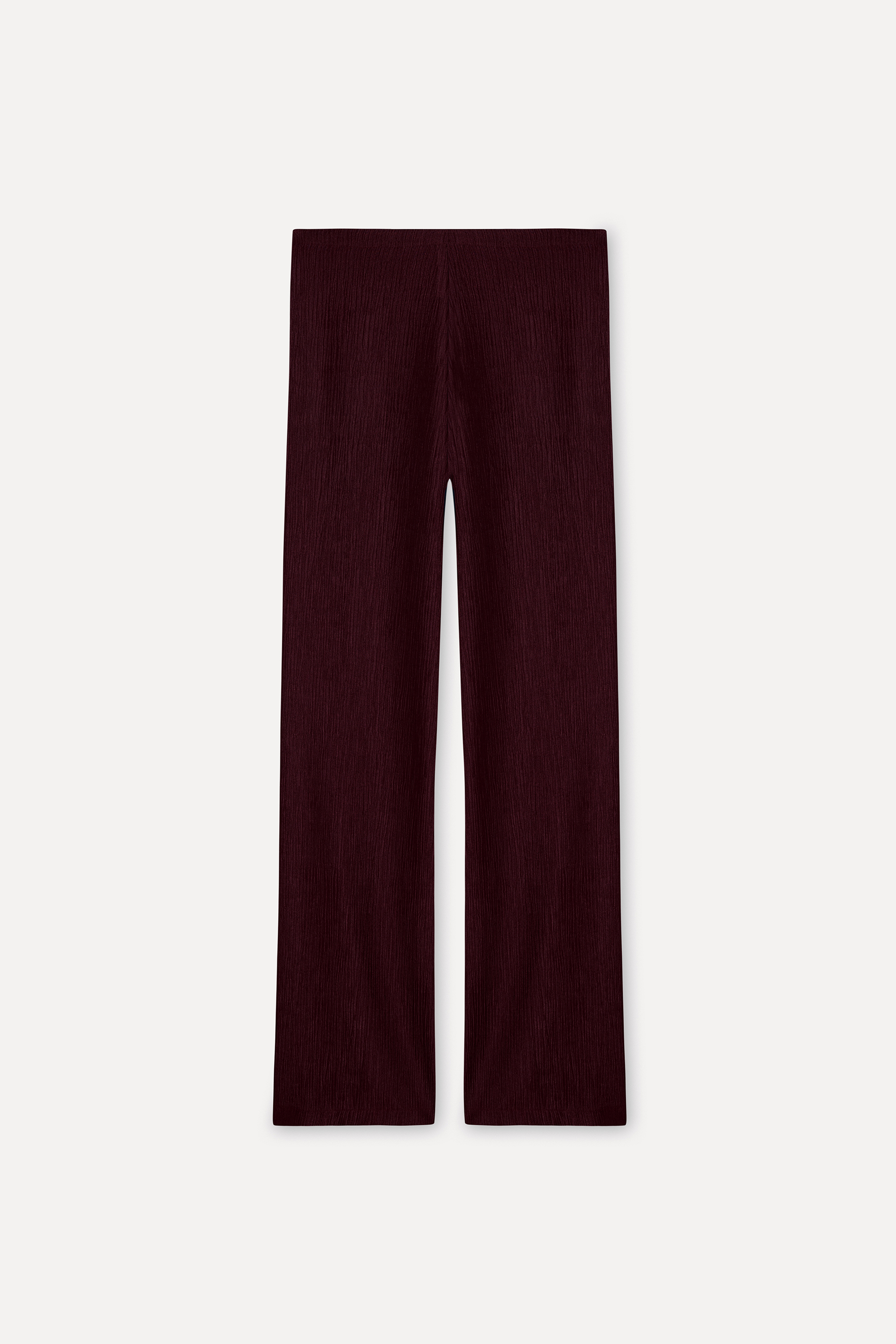Kadın Bordo Straight Fit Beli Lastikli Pantolon