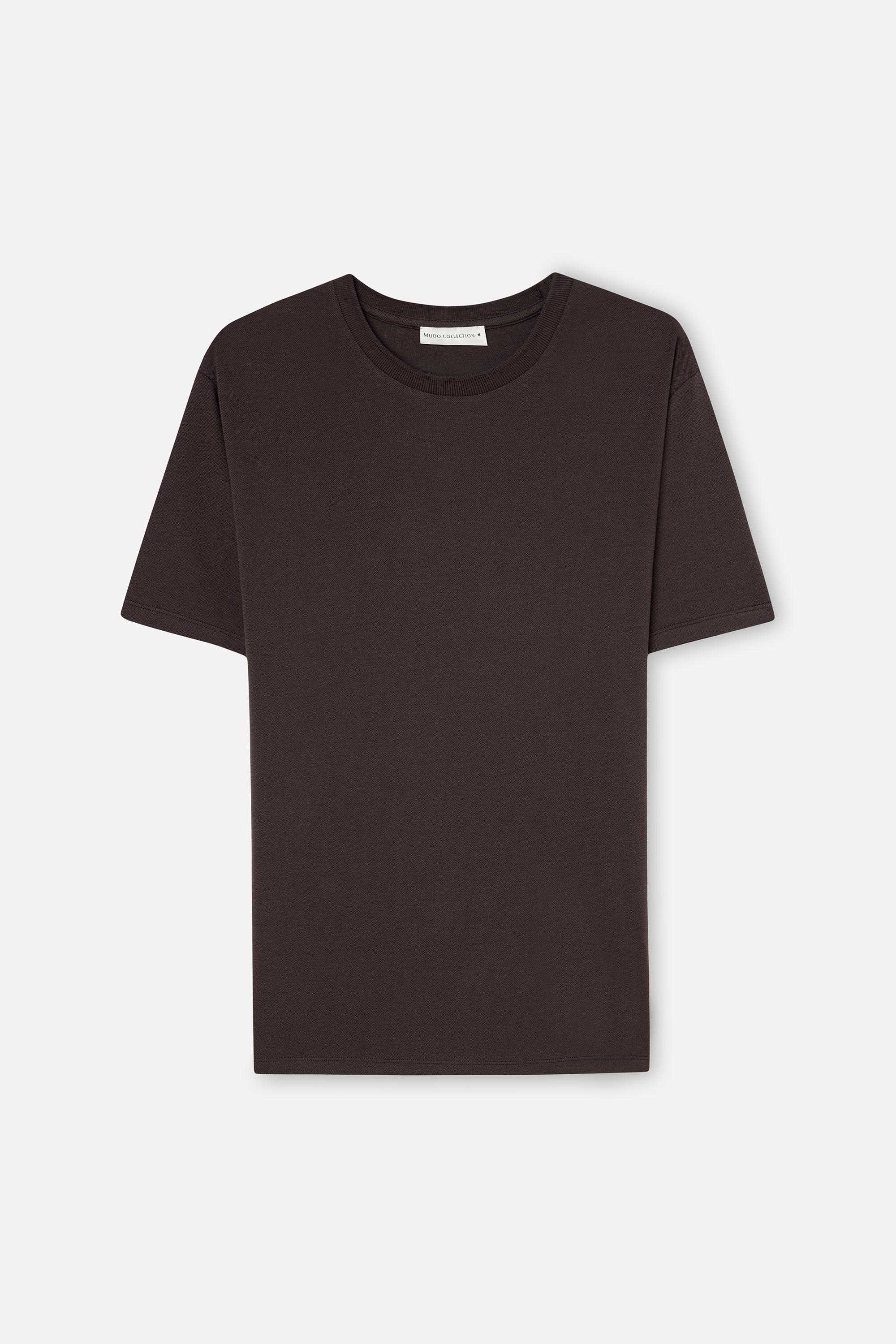 Erkek Kahverengi Comfort Fit Bisiklet Yaka T-Shirt