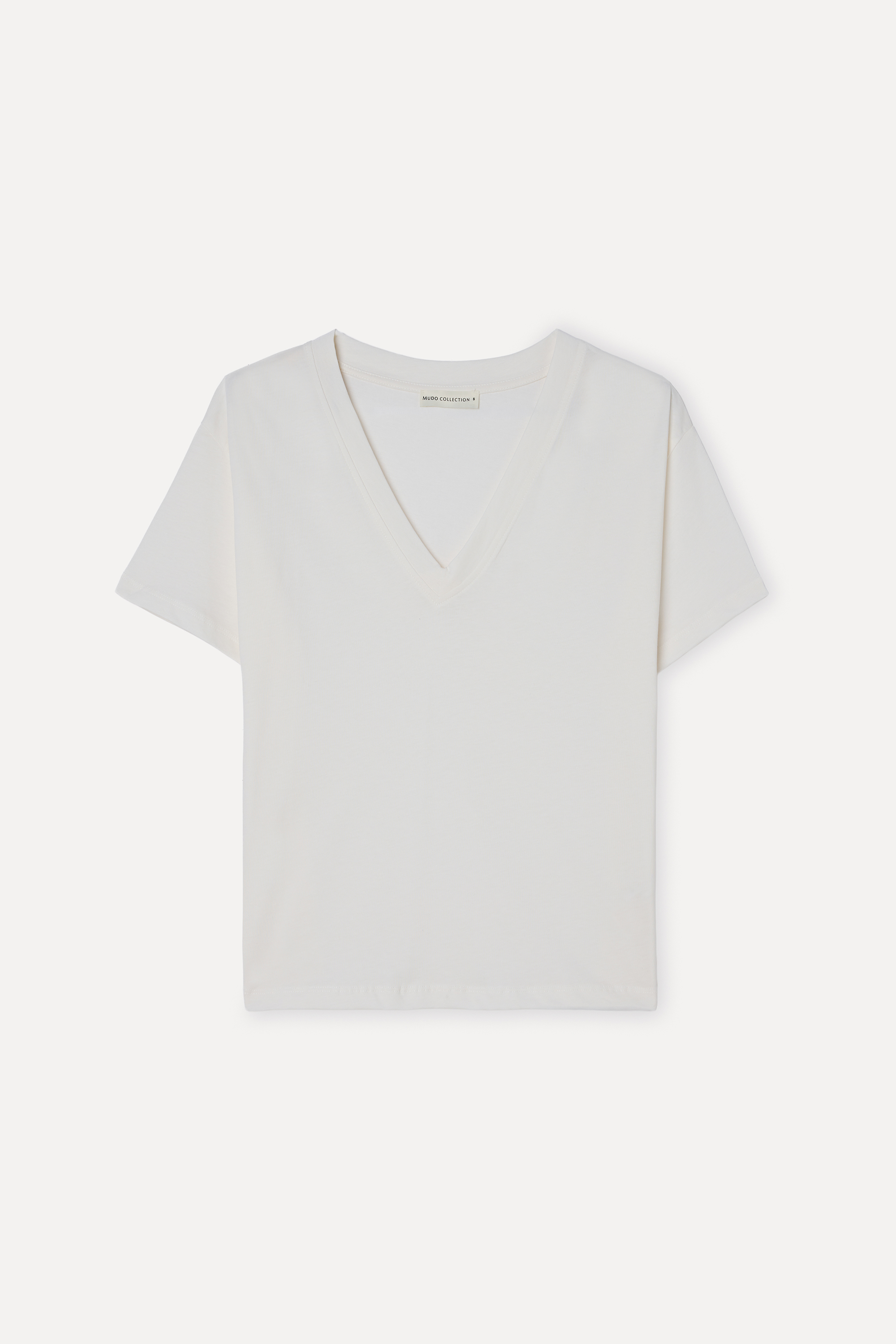 Kadın Kırık Beyaz V Yaka T-Shirt