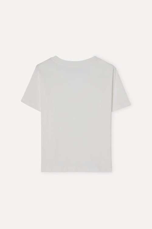 Kadın Kırık Beyaz V Yaka T-Shirt