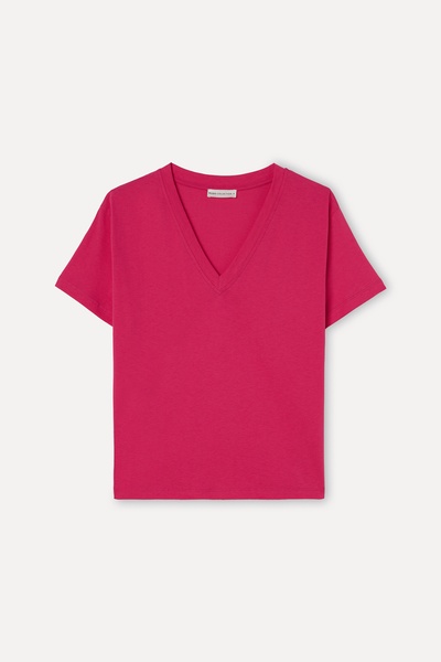 Mudo Kadın Pembe V Yaka T-Shirt