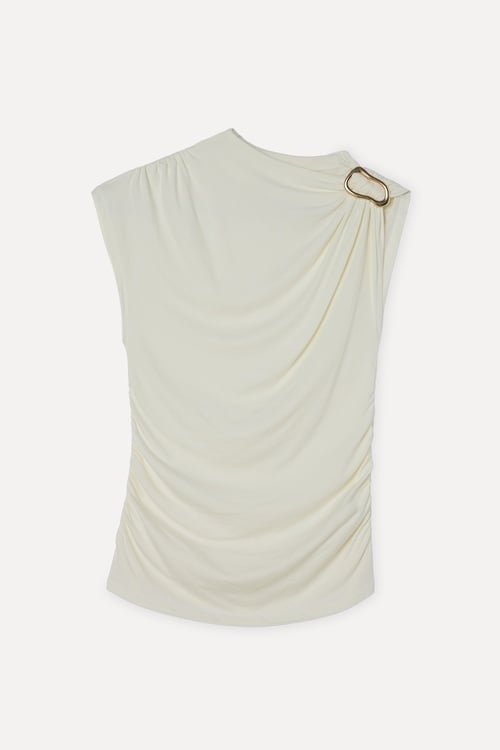 KAYIK YAKA TOKA DETAYLI KISA KOLLU MODAL BLUZ