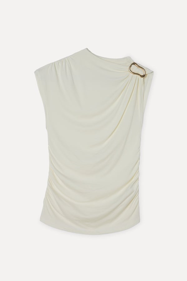 KAYIK YAKA TOKA DETAYLI KISA KOLLU MODAL BLUZ