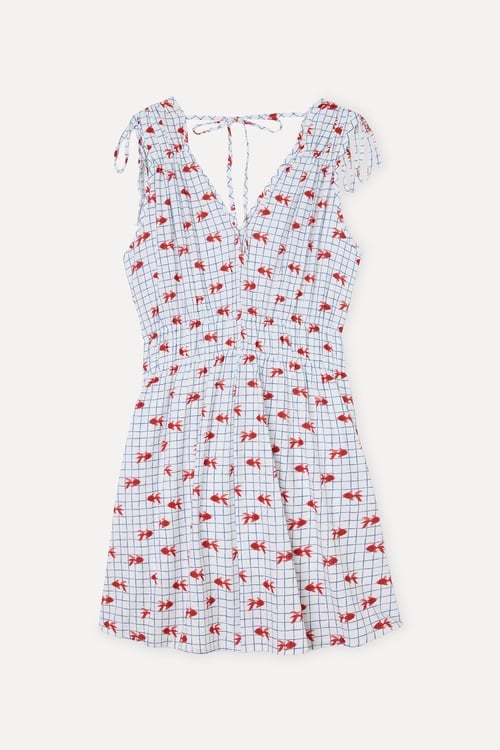 DESENLİ BAĞLAMA DETAYLI MİNİ ELBİSE