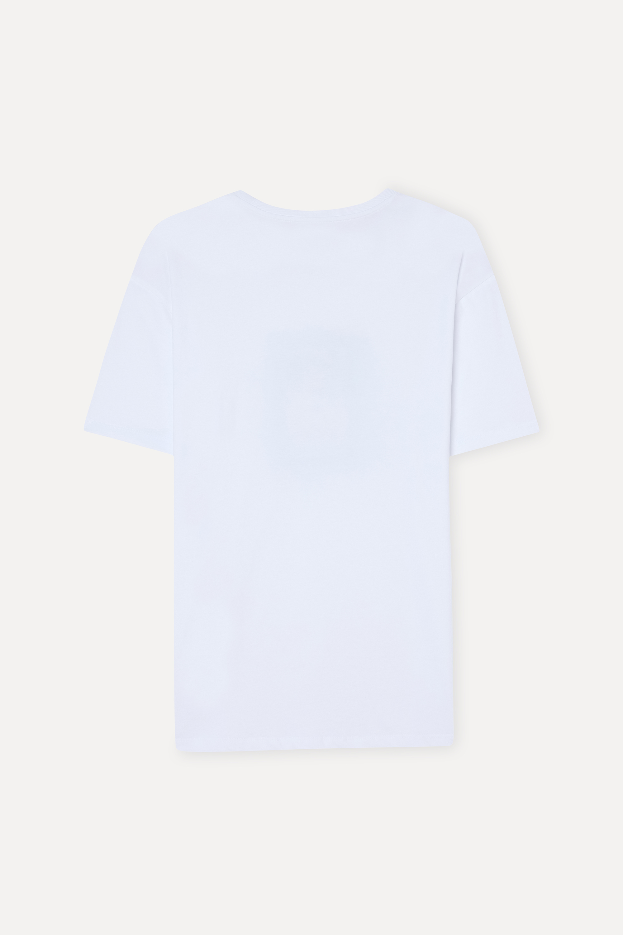 Erkek Beyaz Baskılı Comfort Fit Bisiklet Yaka T-Shirt