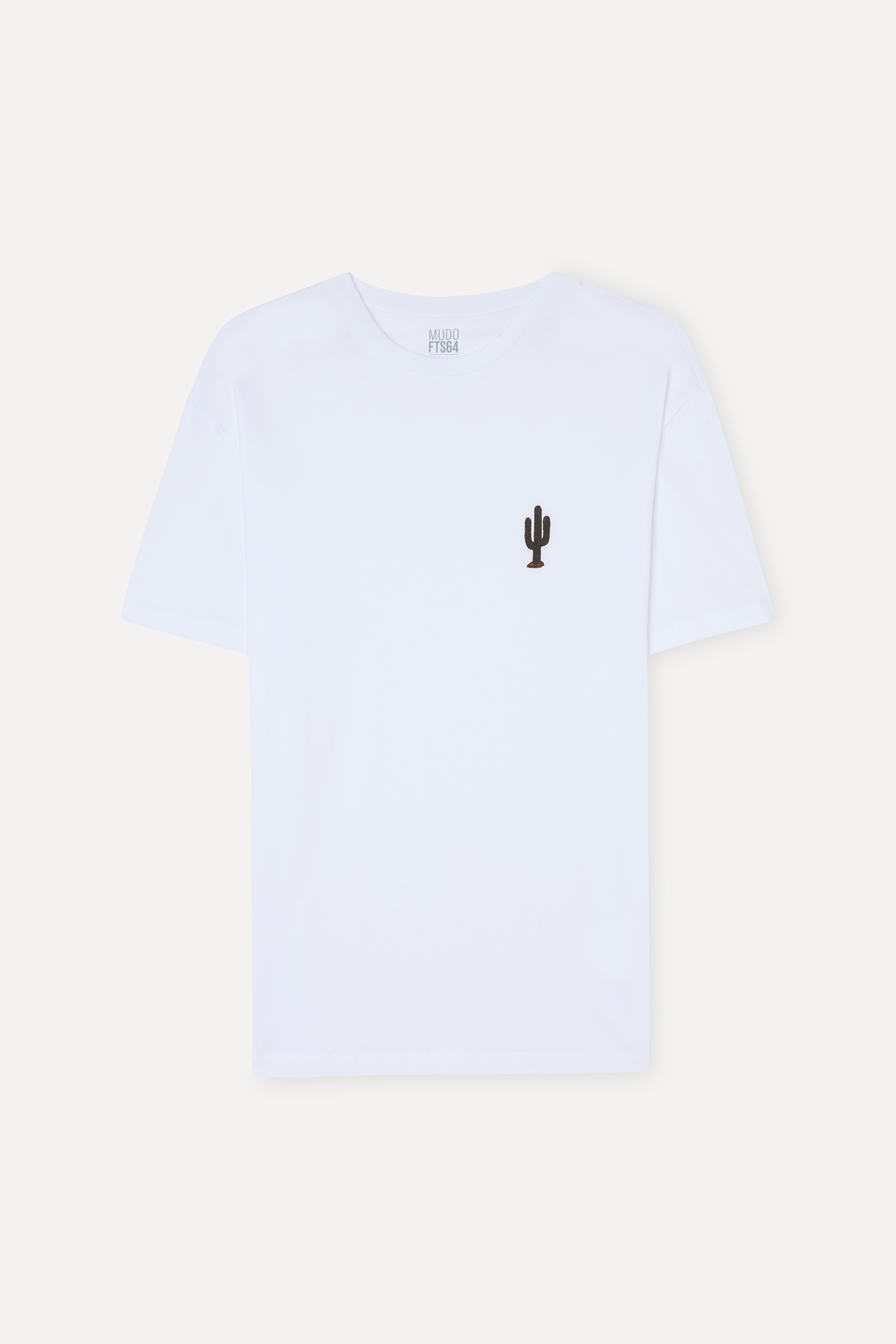 Erkek Beyaz Baskılı Oversize Bisiklet Yaka T-Shirt