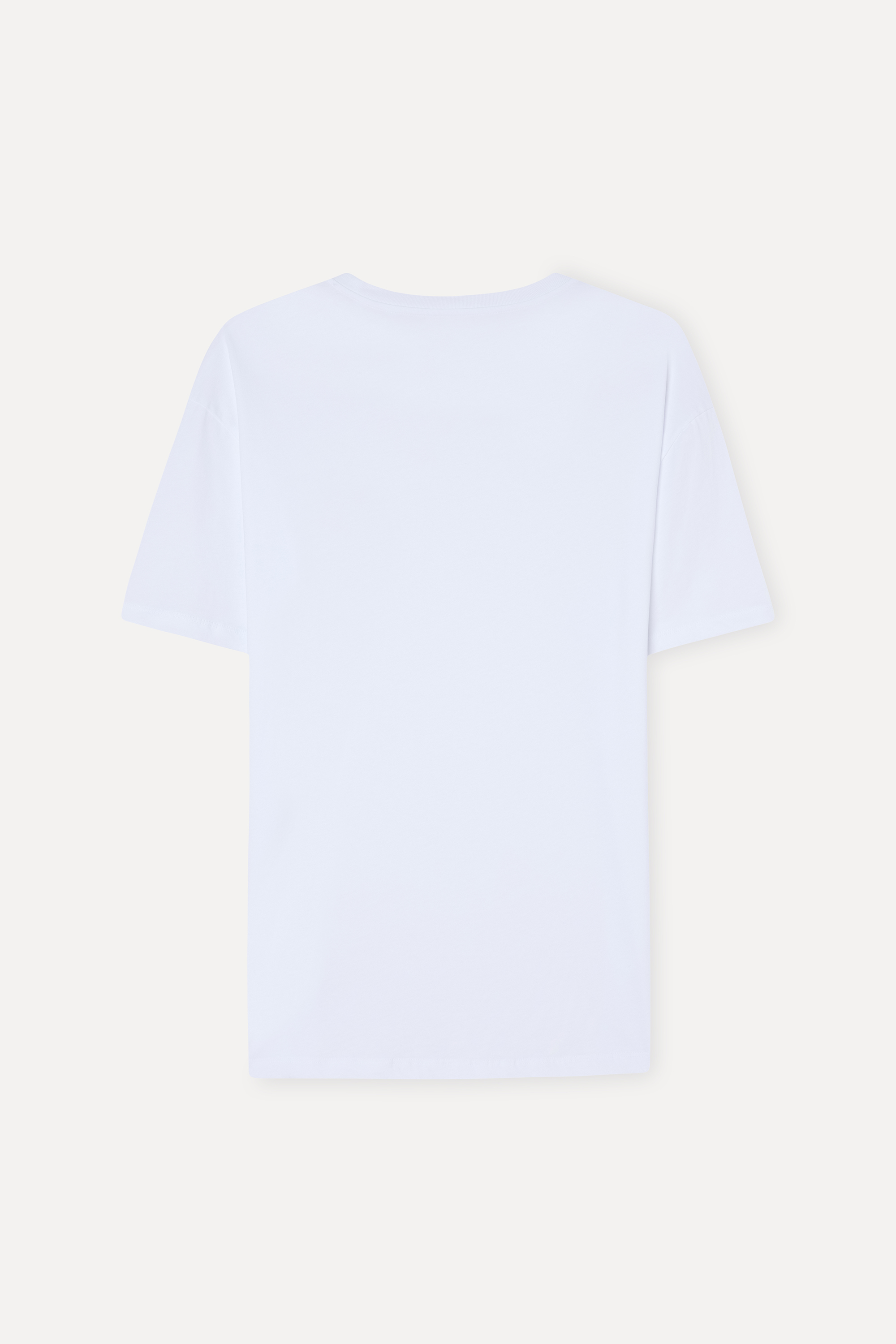Erkek Beyaz Baskılı Oversize Bisiklet Yaka T-Shirt