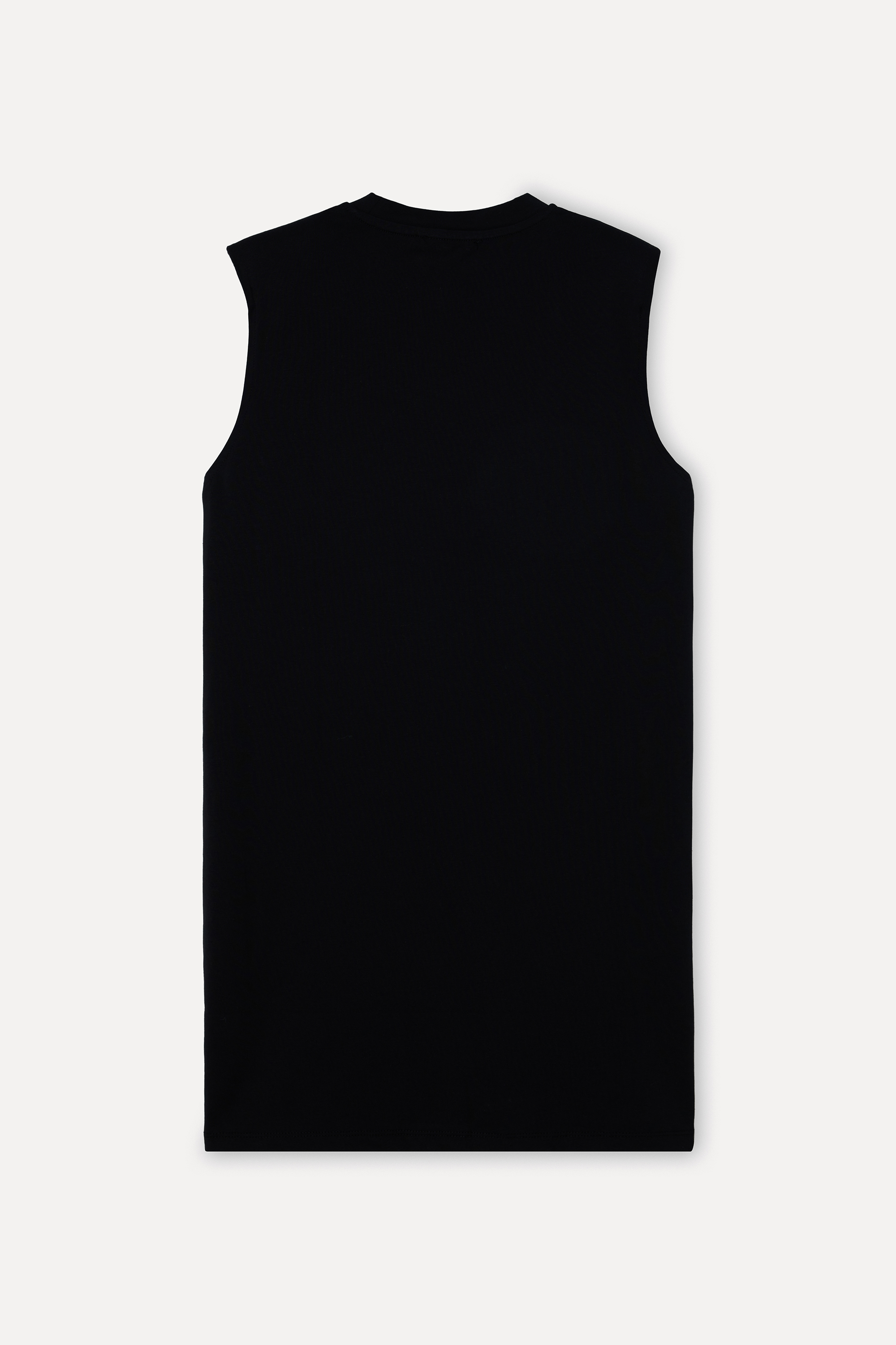 Kadın Siyah Düz Kesim Kolsuz Mini Elbise